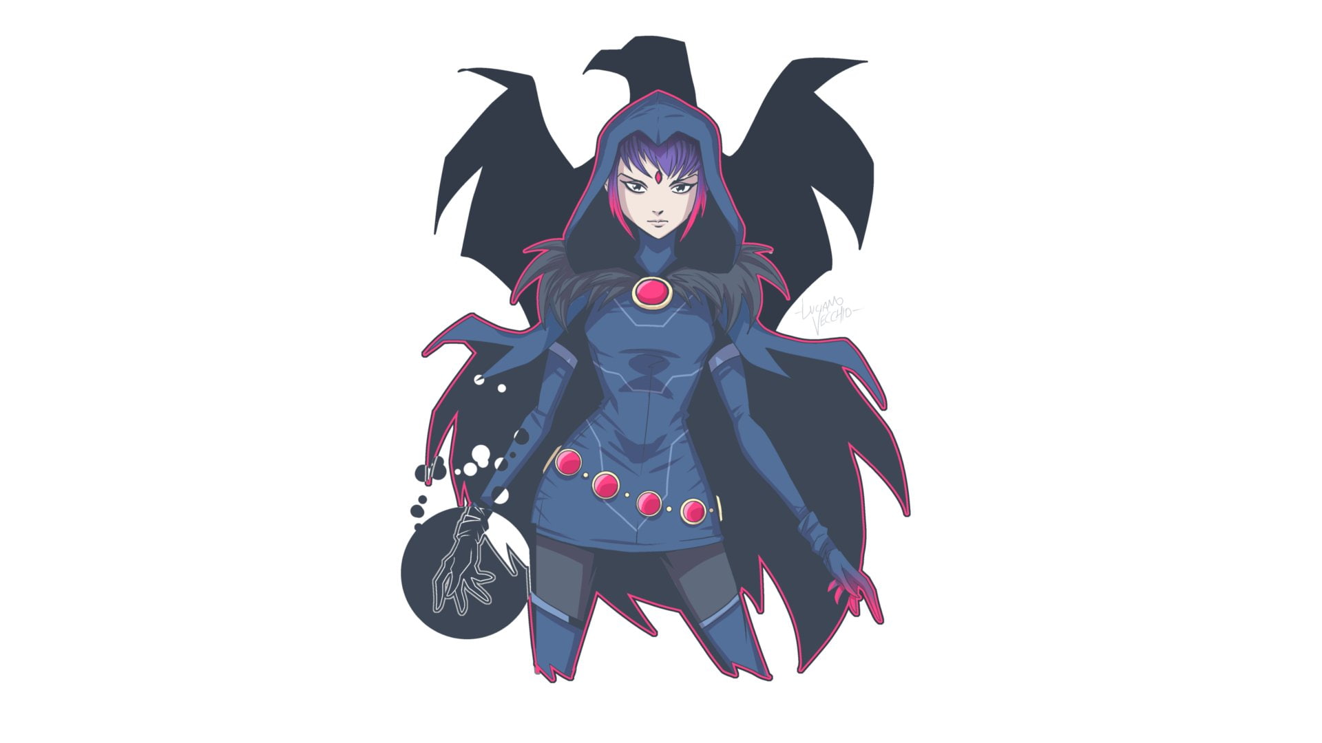 Hood, Thigh Highs, Glove, DC Comics, Purple Hair, Comics, 1080P, Cape, Raven, Raven (DC Comics), HD Wallpaper