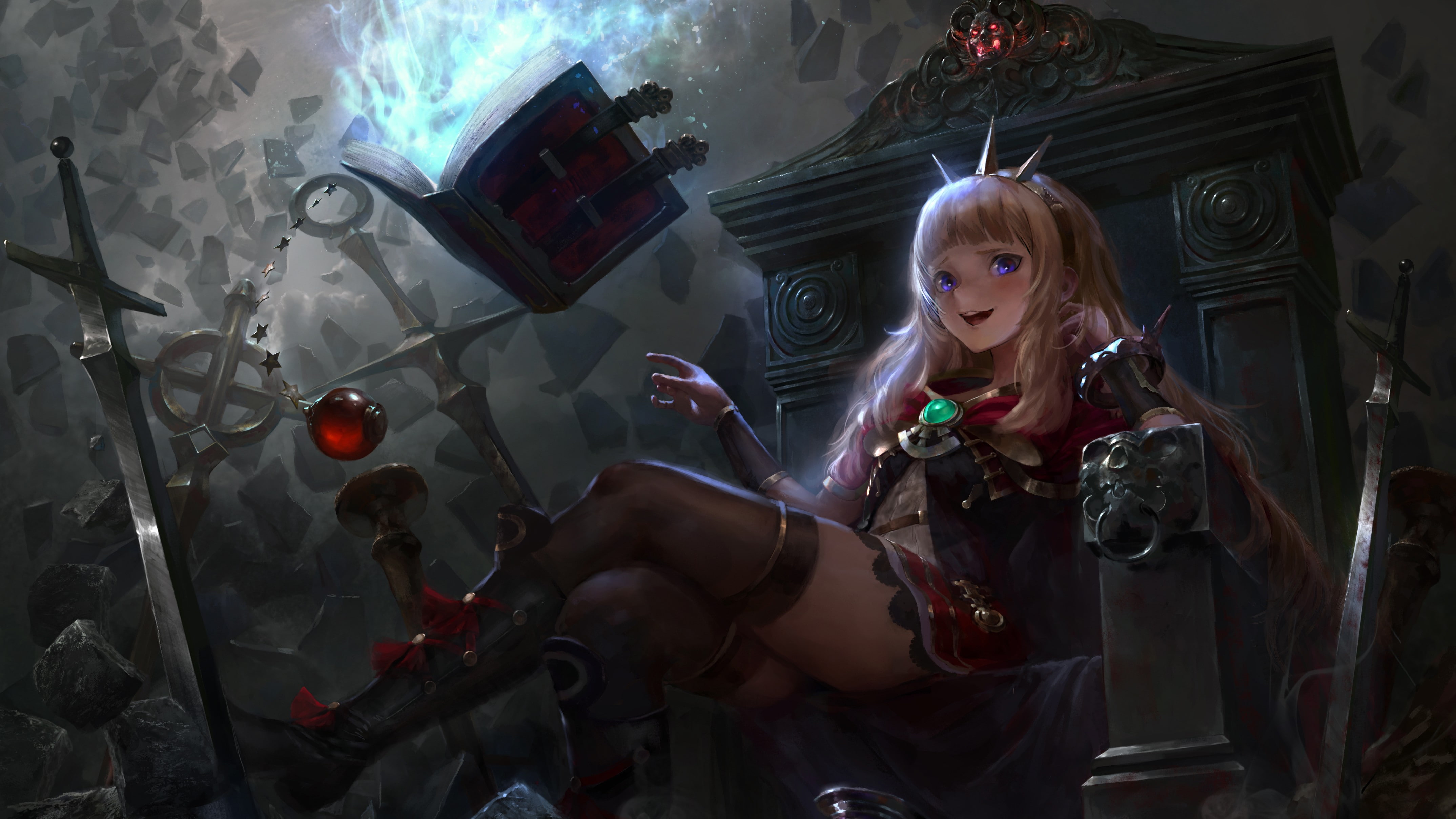 shirtless, christmas ornament, creativity, Cagliostro (Granblue Fantasy), looking at camera, young women, 4K, young adult, representation, human representation, HD Wallpaper