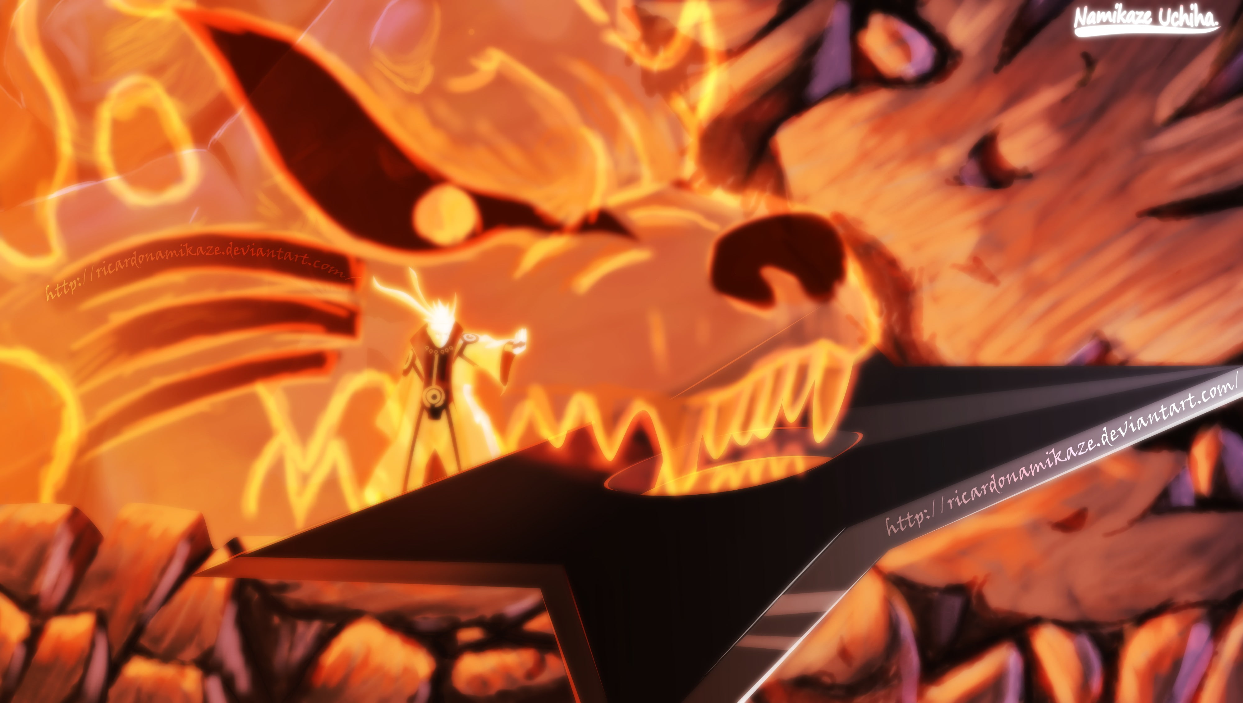 Kyūbi (Naruto), Naruto, Naruto Uzumaki, 4K, Anime, Kurama (Naruto), HD Wallpaper