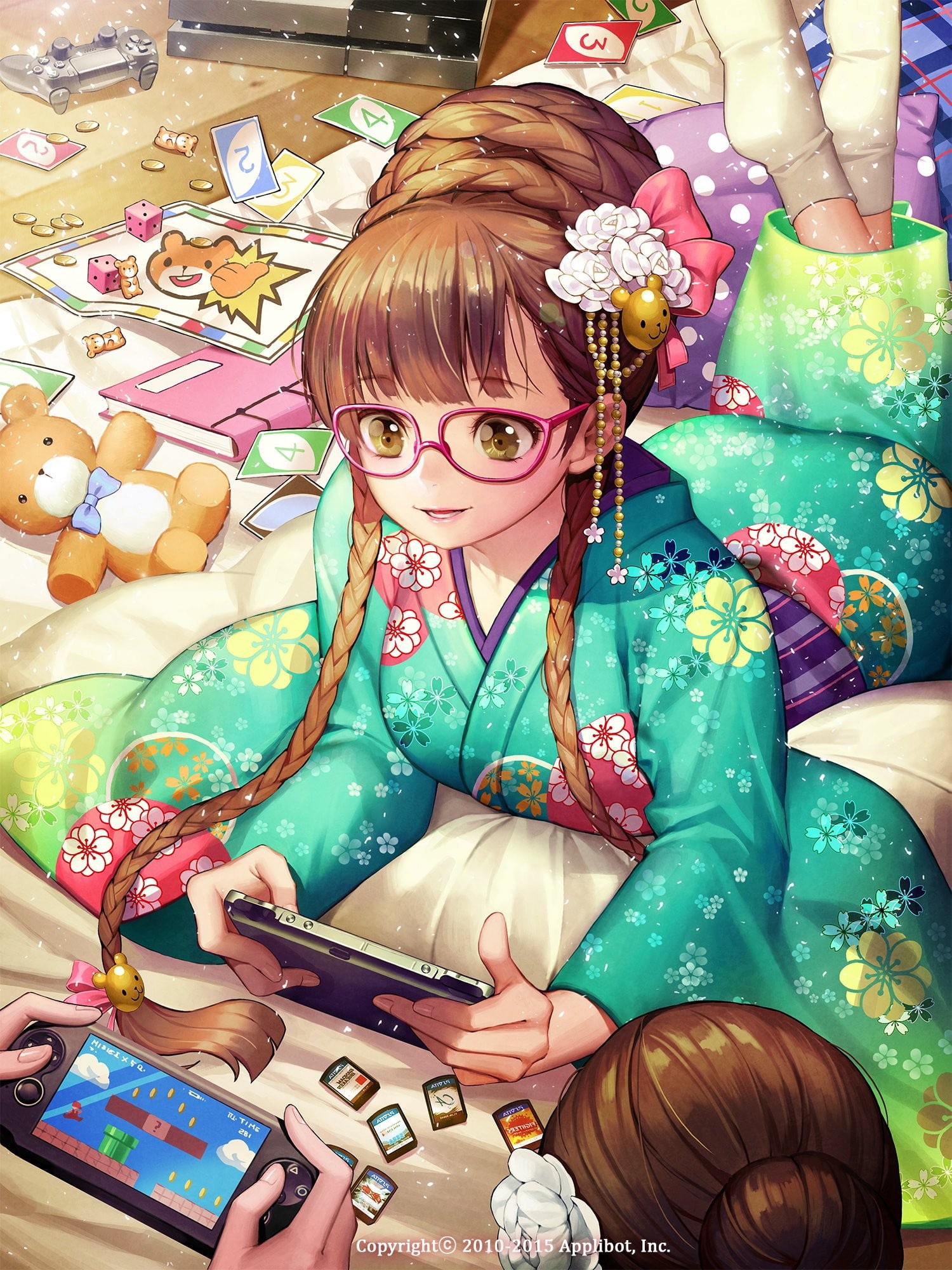 1080P, anime girls, anime, kimono, long hair, glasses, PlayStation Vita, Furyou Michi ~Gang Road~, Phone HD Wallpaper