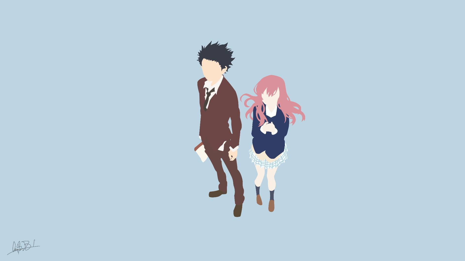 studio shot, girls, Koe no Katachi., teenage girls, two people, Nishimiya Shōko, copy space, full length, teenager, anime girls, women, young women, 1080P, HD Wallpaper