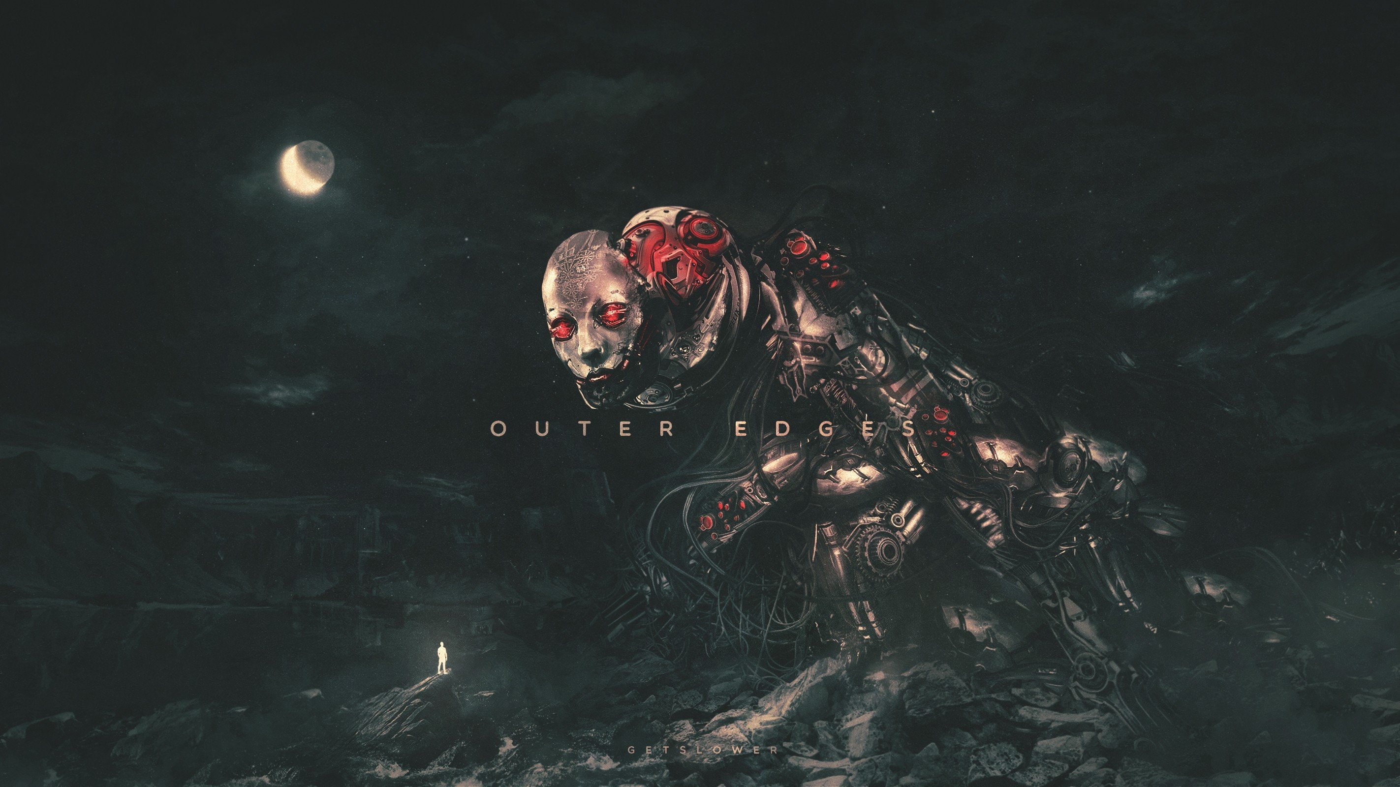 fantasy, night, planetary moon, noisia cyberspace futuristic techno punk speedforce, horror, digital composite, celebration, nature, no people, outdoors, HD Wallpaper