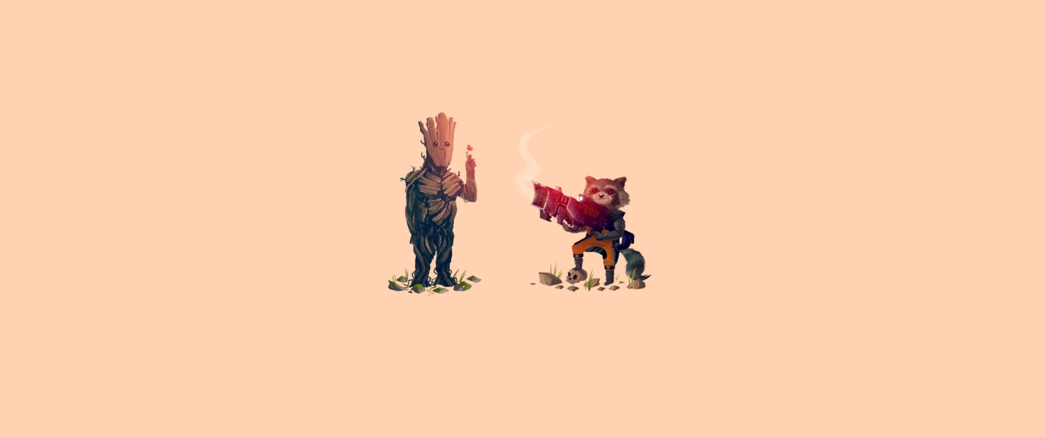 Rocket Raccoon, Groot, Guardians of the Galaxy, 2K, HD Wallpaper
