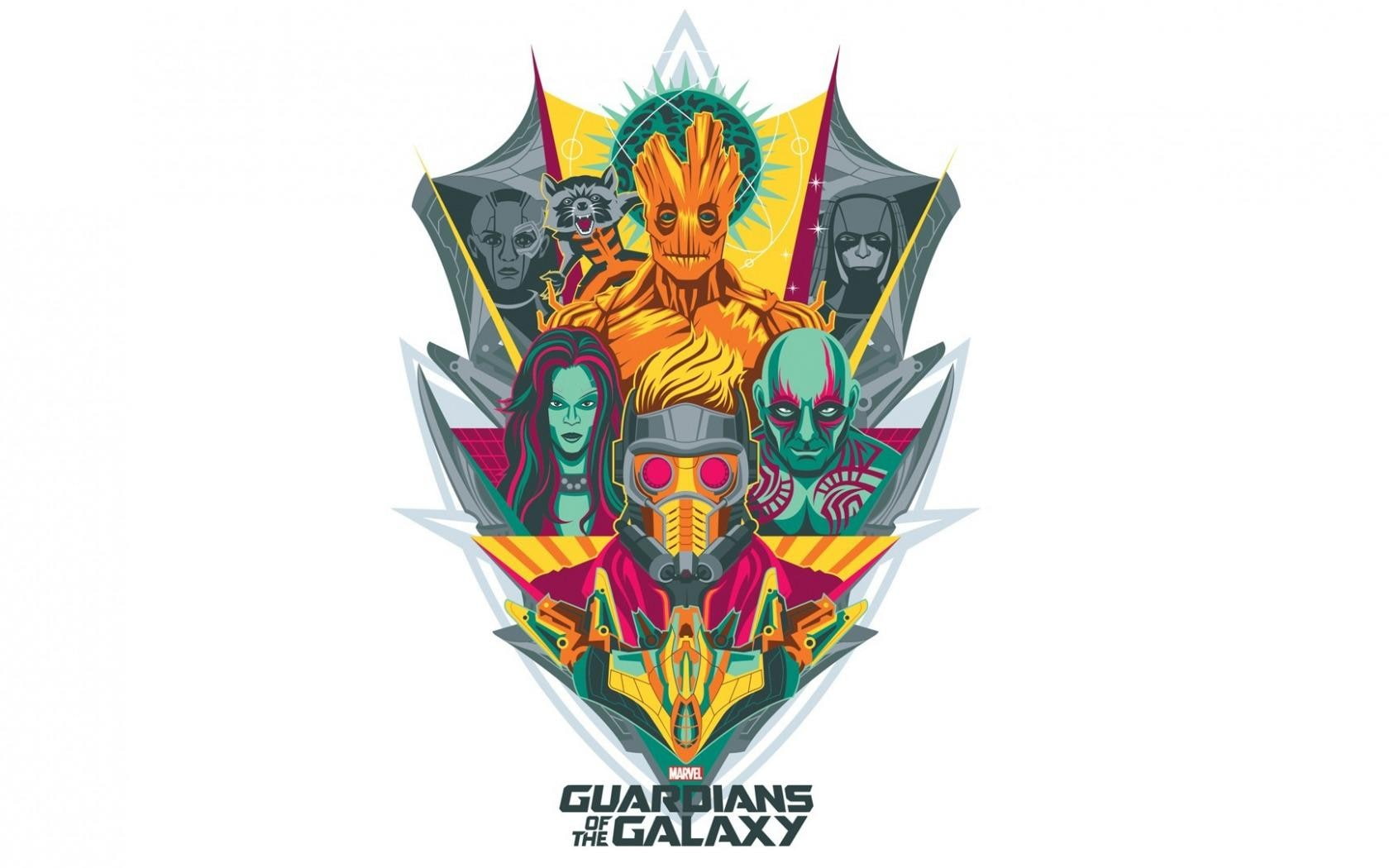 Star Lord, 720P, Drax the Destroyer, Guardians of the Galaxy, Groot, Marvel Comics, Gamora, Rocket Raccoon, movies, artwork, simple background, HD Wallpaper