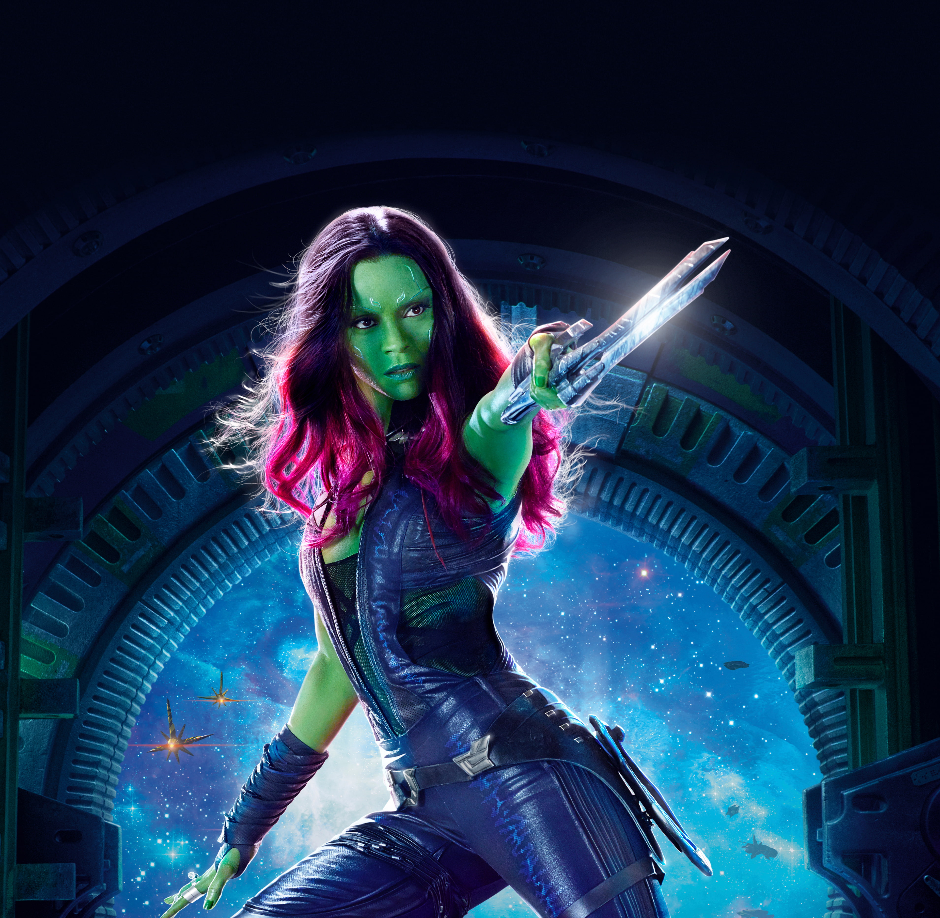 2K, Guardians of the Galaxy Vol 2, Gamora, galaxy, guardian, poster, 4K, movie, Zoe Saldana, HD Wallpaper