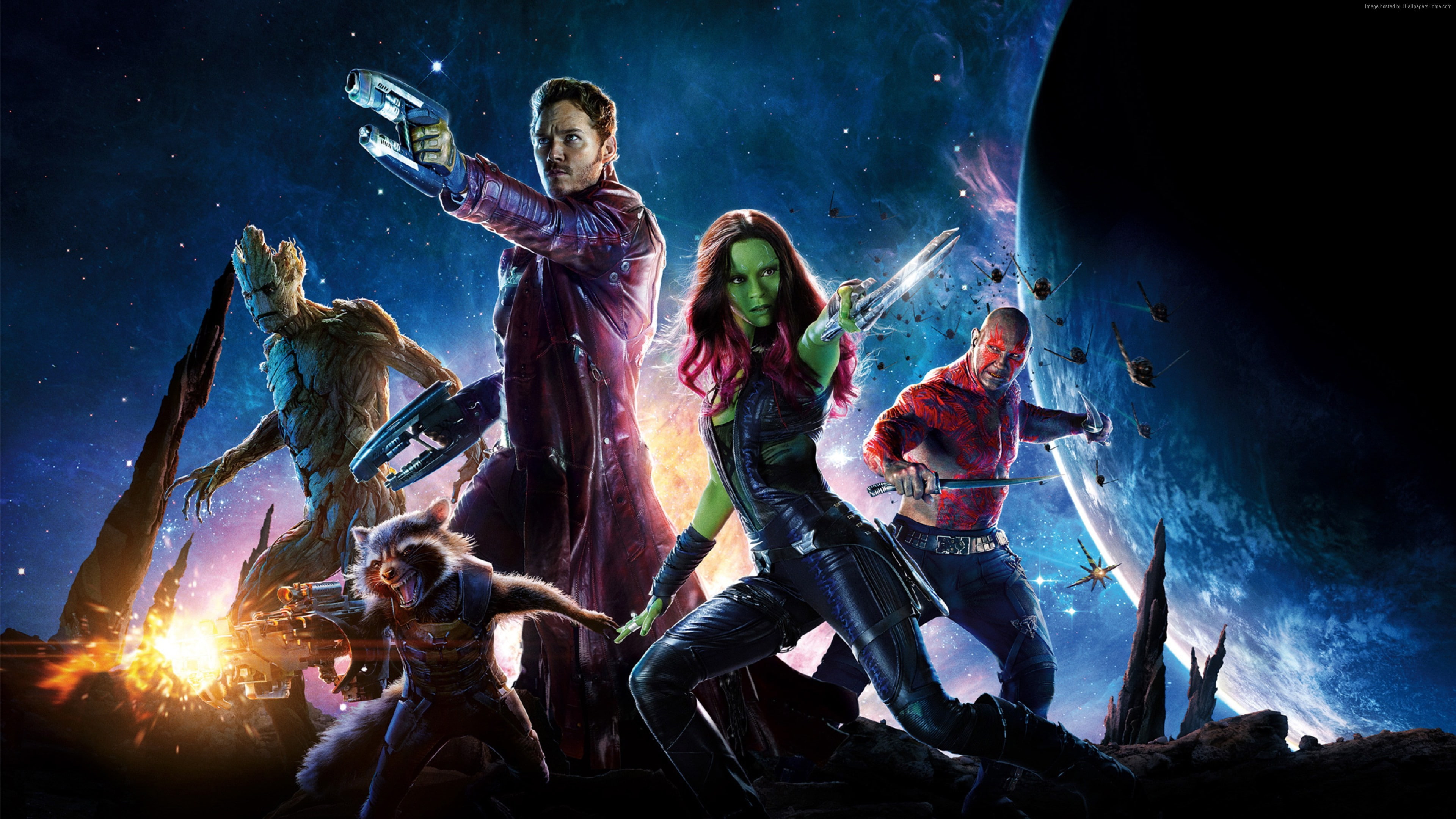Guardians of the Galaxy Vol 2, 4K, Zoe Saldaña, raccoon, Gamora, best movies, HD Wallpaper