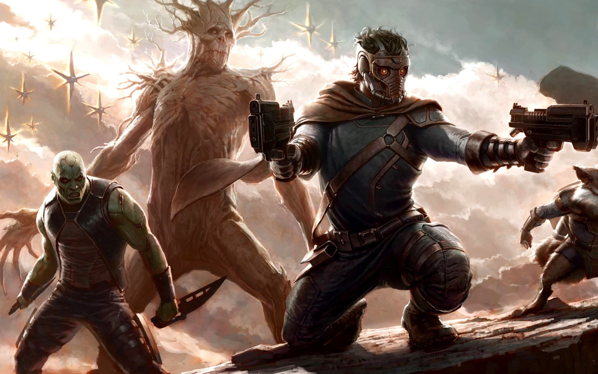 war, star, military, conflict, weapon, people, fighting, male likeness, science fiction, sculpture, battle, Guardians of the Galaxy, nature, HD Wallpaper