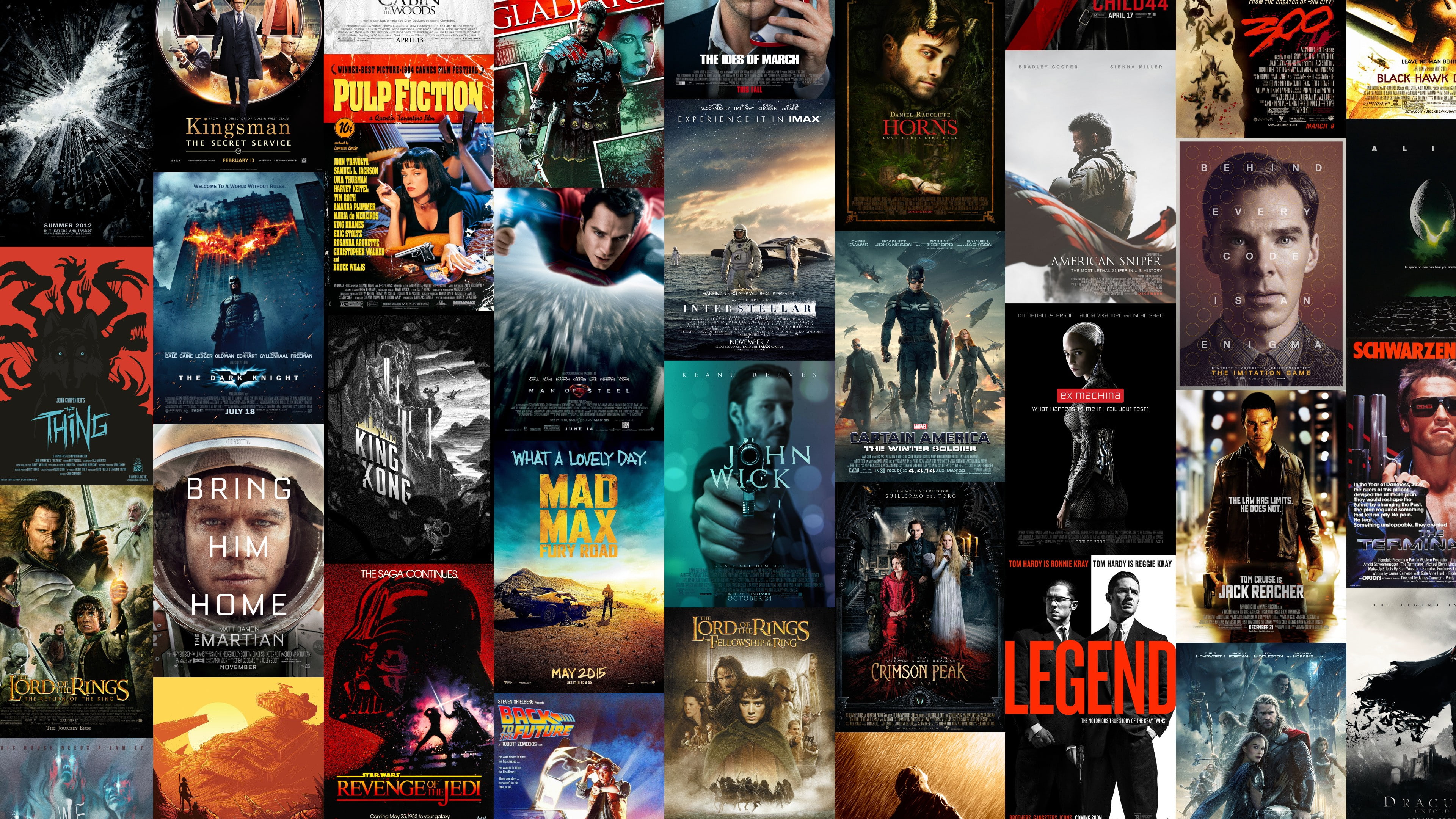 The Dark Knight, Marvel Comics, Mad Max: Fury Road, Pulp Fiction, Captain America, The Imitation Game, The Martian, King Kong, Terminator, Star Wars, American Sniper, HD Wallpaper