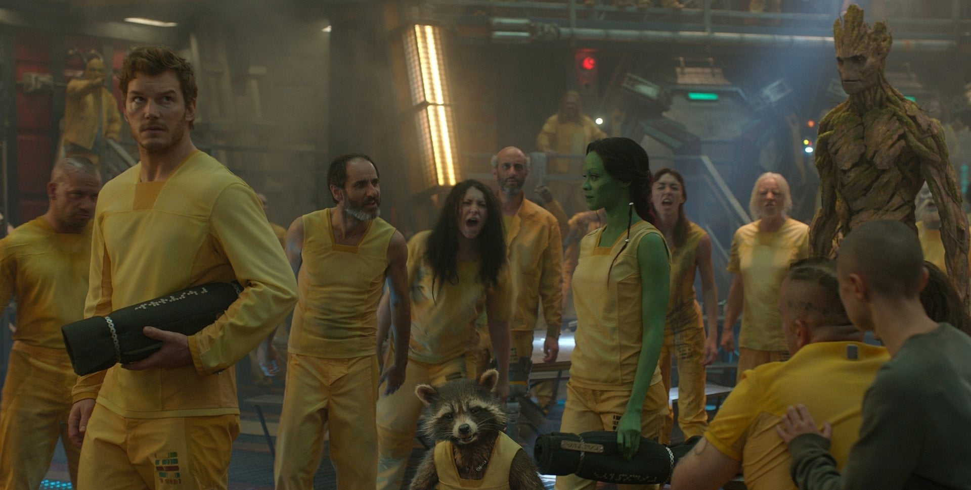 standing, group, Guardians of the Galaxy, 1080P, Movie, crowd, architecture, adult, Gamora, young adult, illuminated, Chris Pratt, group of people, women, HD Wallpaper
