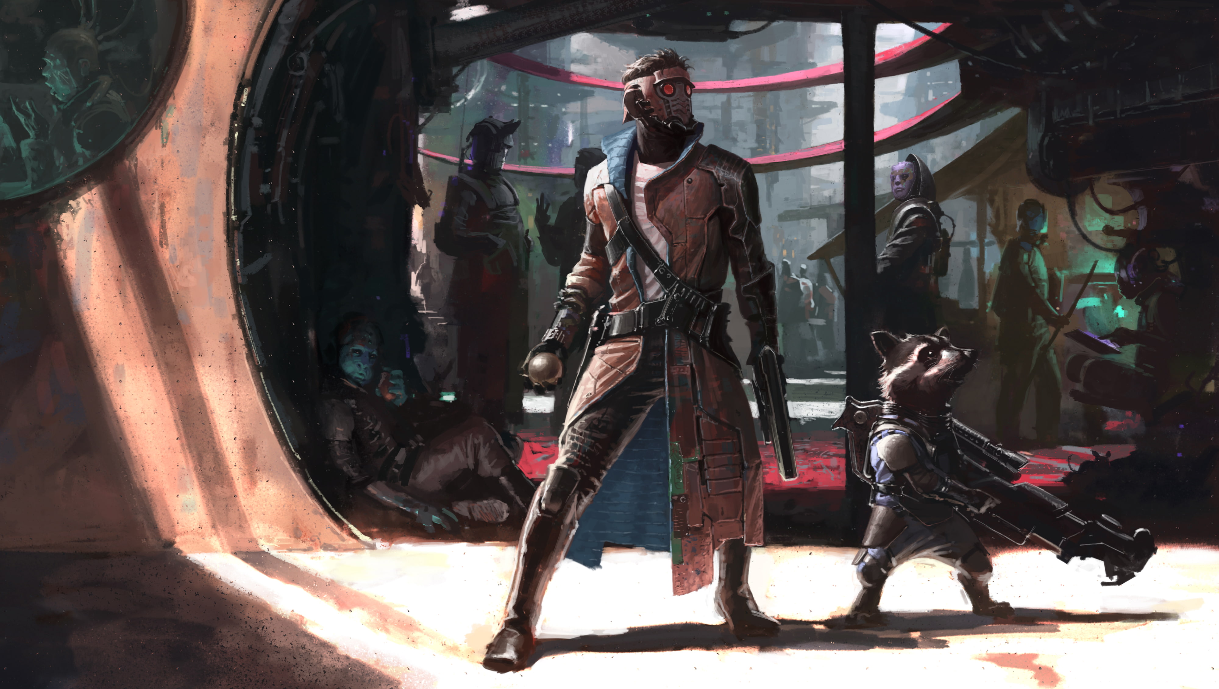 4K, Rocket, 4K, Guardians of the Galaxy, Peter Quill, Artwork, HD Wallpaper