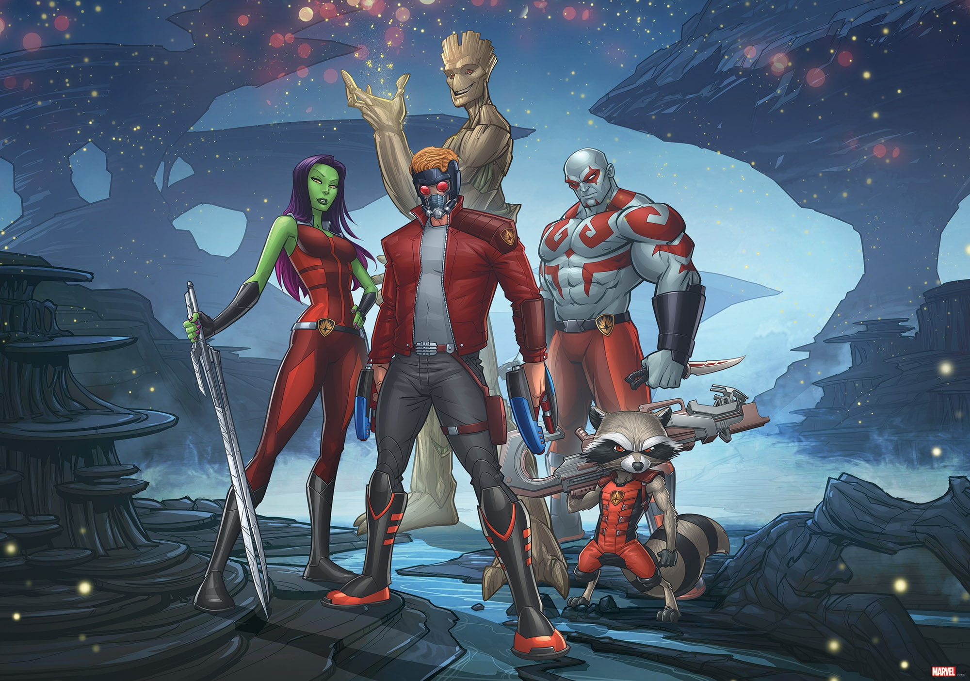 Weapon, Weapons, Gamora, Sword, Groot, Superheroes, Rocket Raccoon, Gun, Dagger, Star-Lord, Marvel, Star Lord, 1080P, Guardians Of The Galaxy, Peter Quill, HD Wallpaper