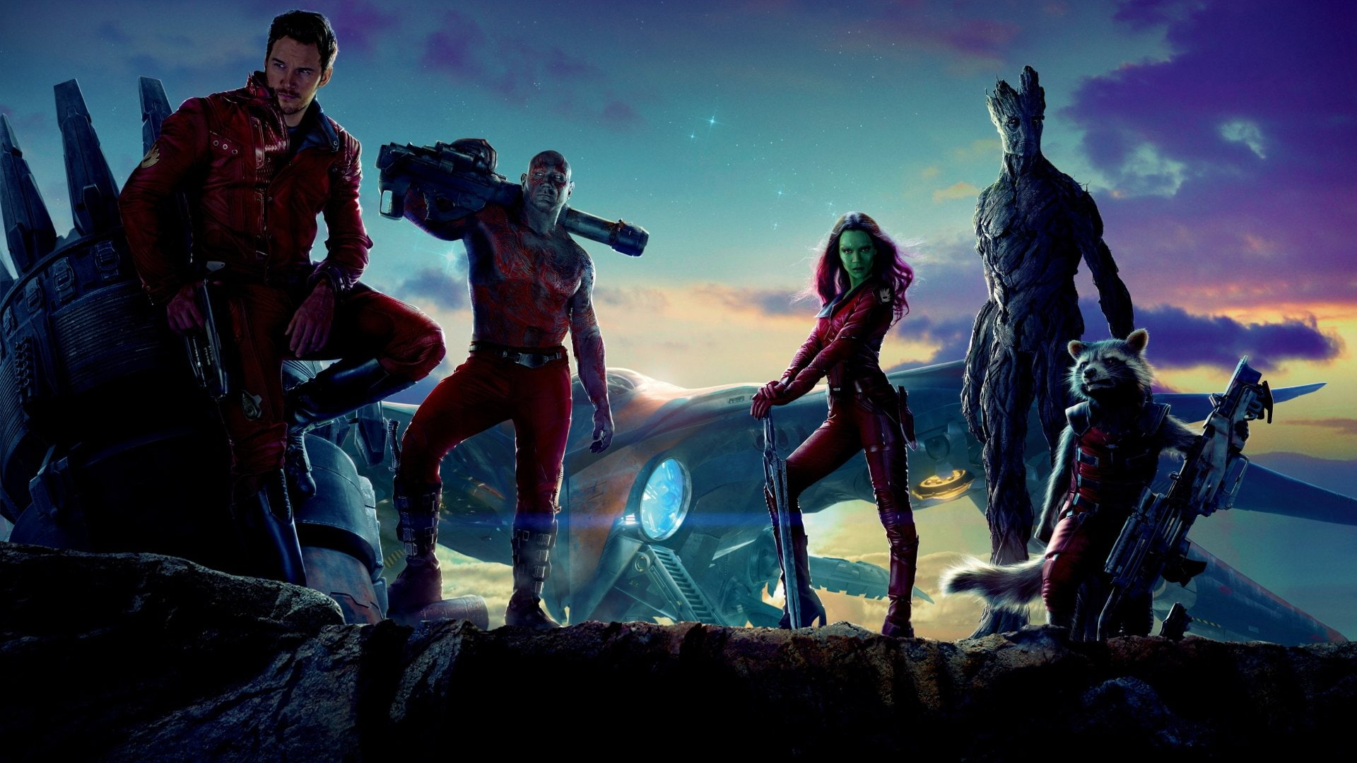 1080P, guardian, Dave Bautista, Groot, Peter Quill, Zoe Saldana, Guardians of the Galaxy, galaxy, Rocket Raccoon, Drax The Destroyer, digital, HD Wallpaper