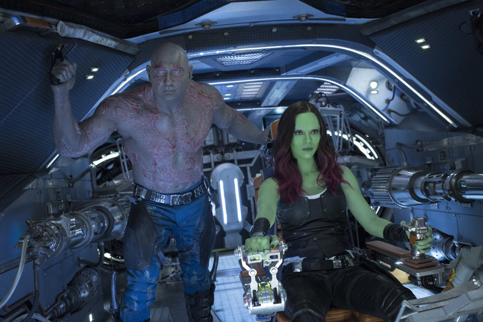 Guardians of the Galaxy Vol. 2, Dave Bautista, Zoe Saldana, 1080P, Gamora, Drax The Destroyer, Movie, HD Wallpaper