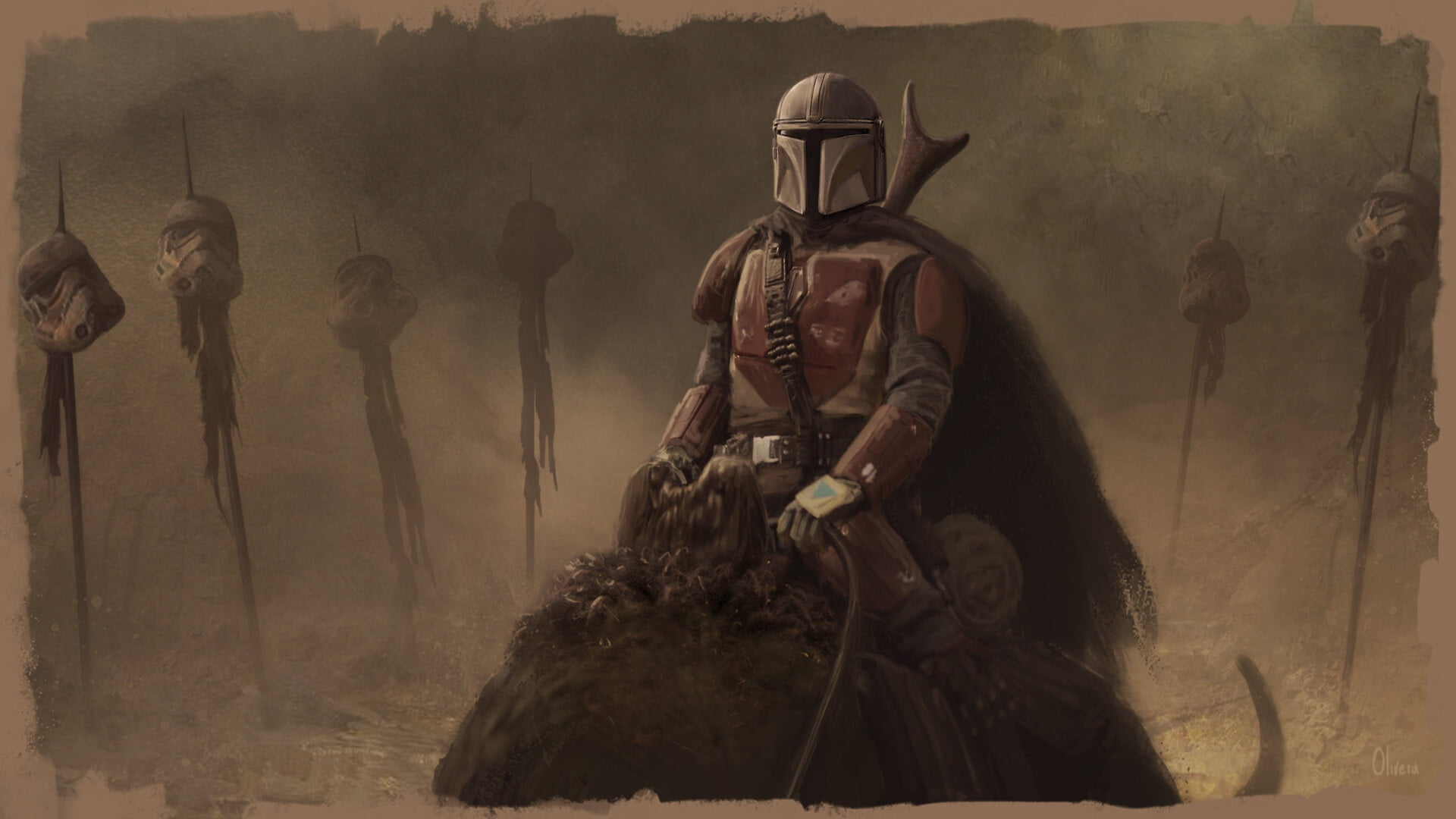 The Mandalorian (Character), The Mandalorian, Sketch, TV Show, 1080P, HD Wallpaper
