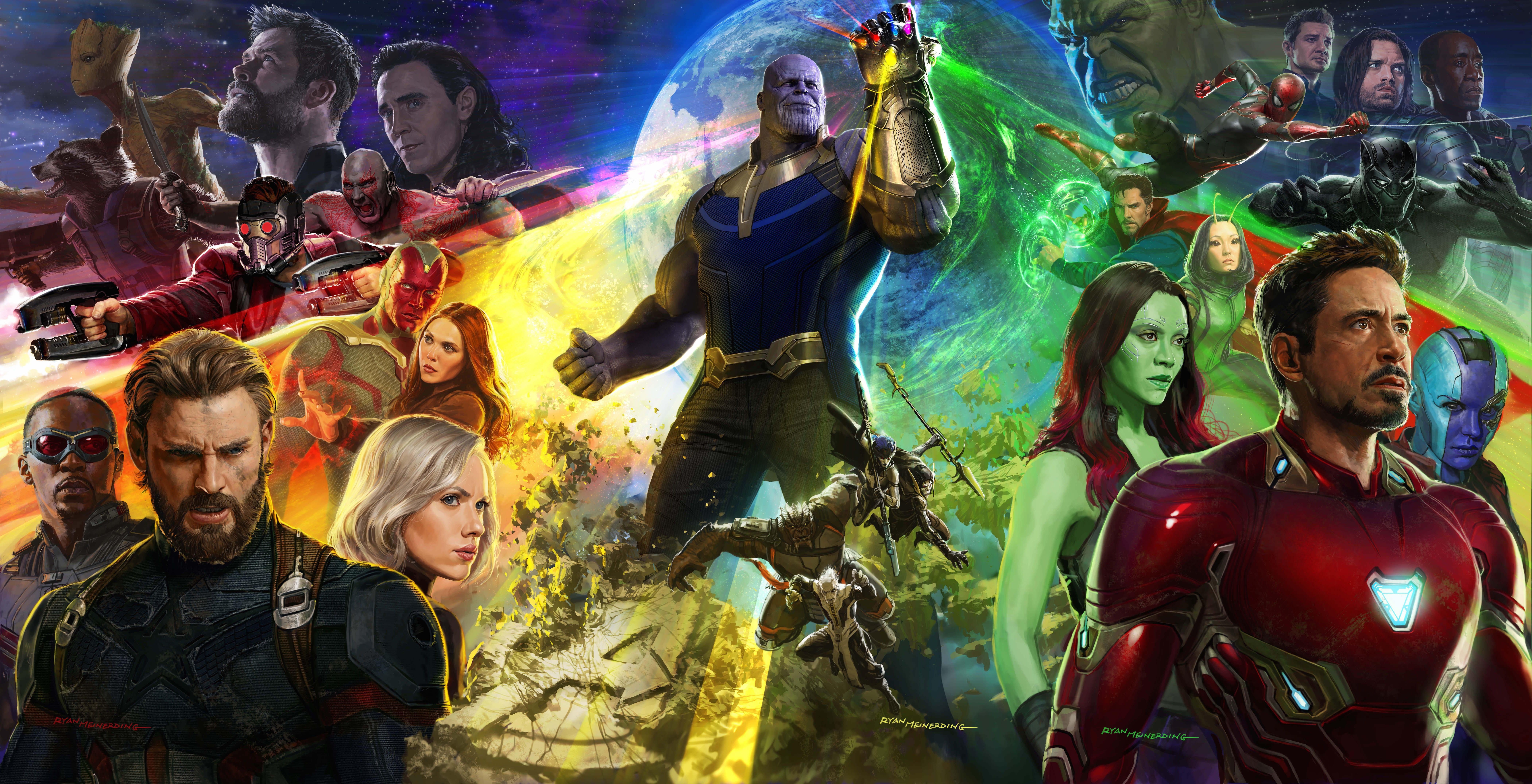 Josh Brolin, Bradley Cooper, Avengers: Infinity War, Anthony Mackie, Paul Bettany, Mark Ruffalo, Don Cheadle, Robert Downey Jr, Chris Pratt, 8K, Elizabeth Olsen, HD Wallpaper