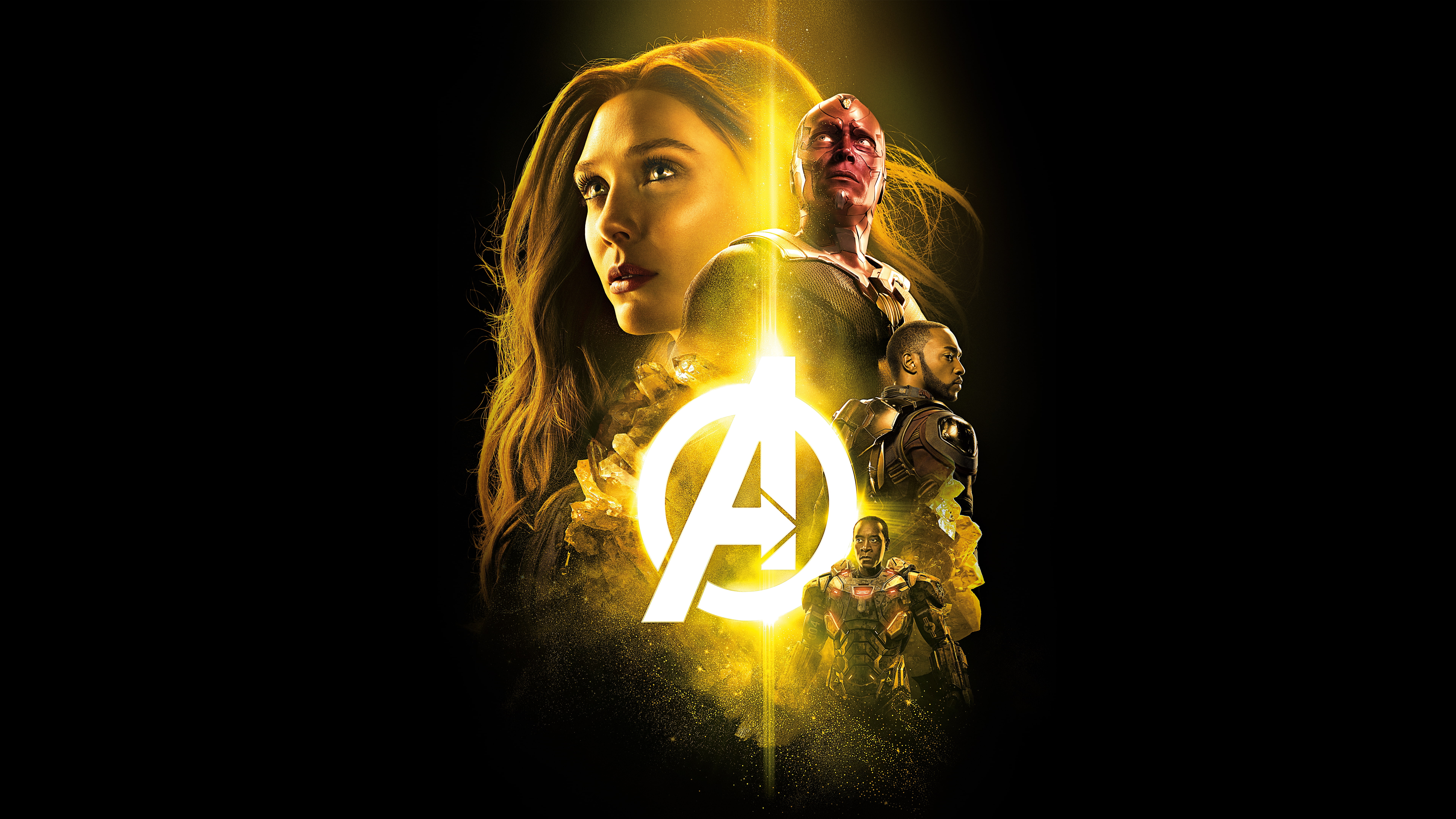 wars, Vision, Paul Bettany, 4K, 8K, Falcon, avengers, digital, Don Cheadle, infinity, War Machine, Elizabeth Olsen, Scarlet Witch, 8K, Anthony Mackie, HD Wallpaper