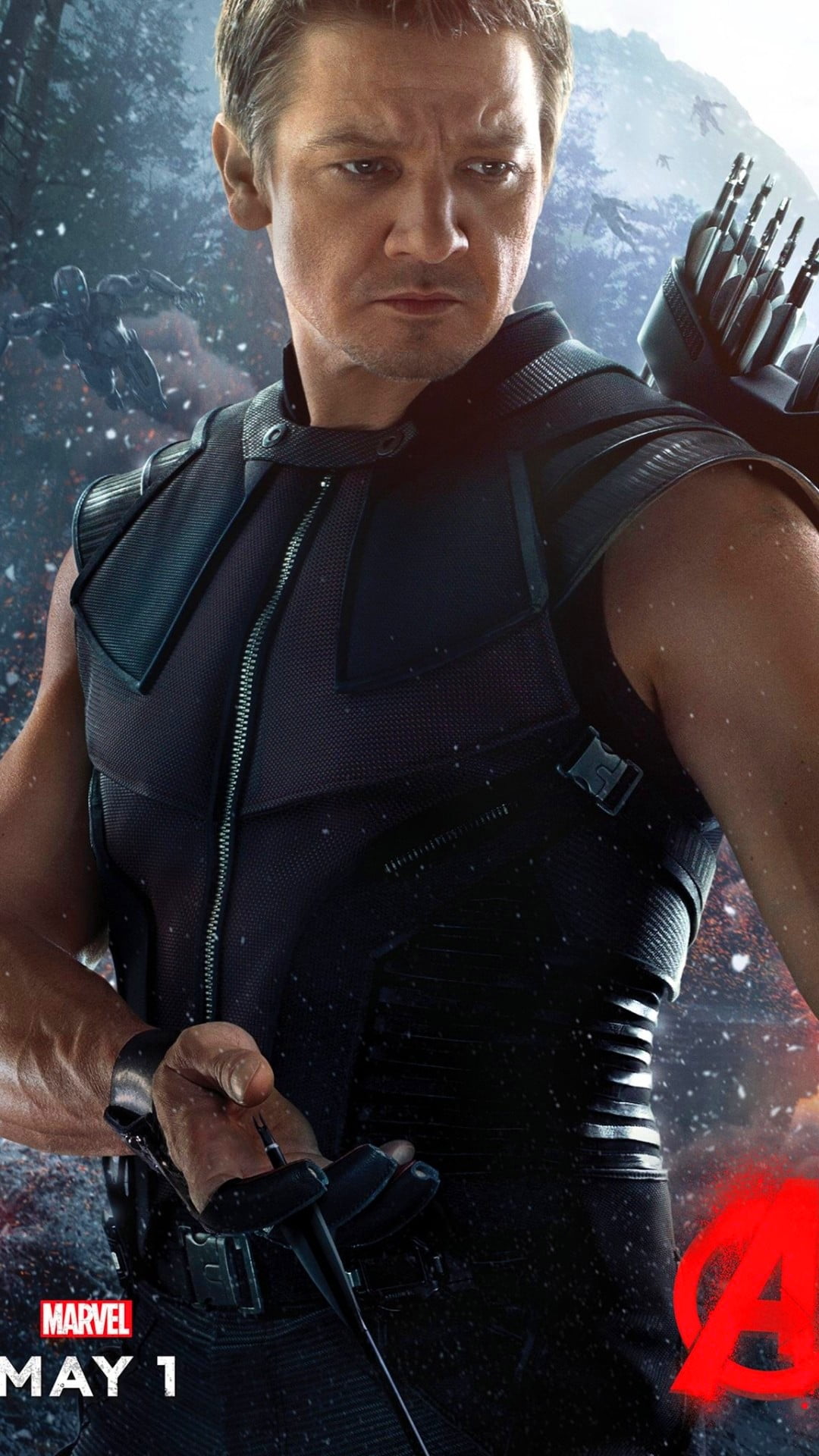 muscular build, hollywood, strength, renner, protection, aggression, men, 2015, jeremy, one person, portrait, occupation, looking at camera, males, young men, Phone HD Wallpaper