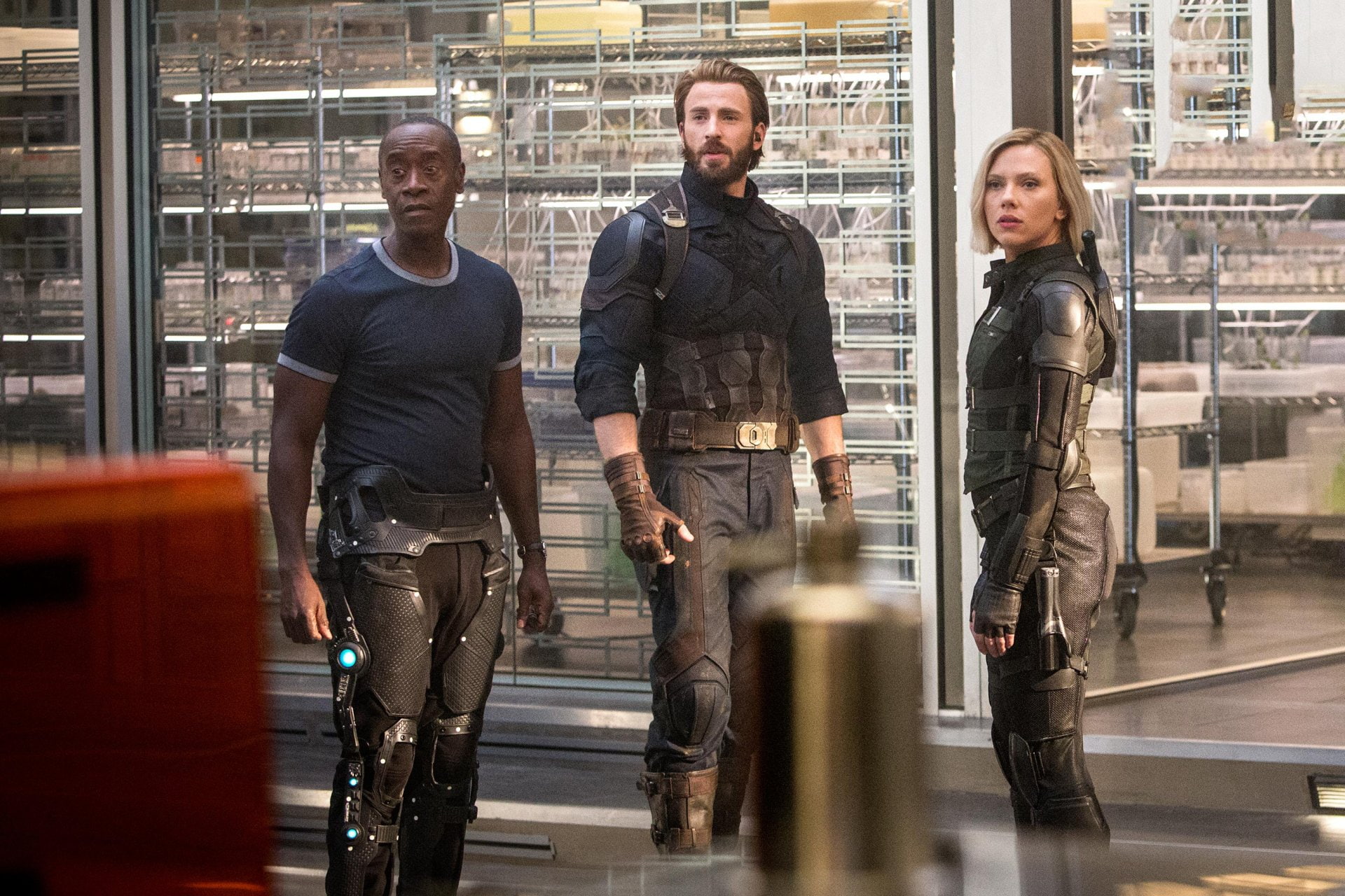 standing, looking at camera, Black Widow, Don Cheadle, young adult, Avengers: Infinity War, men, 1080P, full length, transportation, adult, War Machine, HD Wallpaper