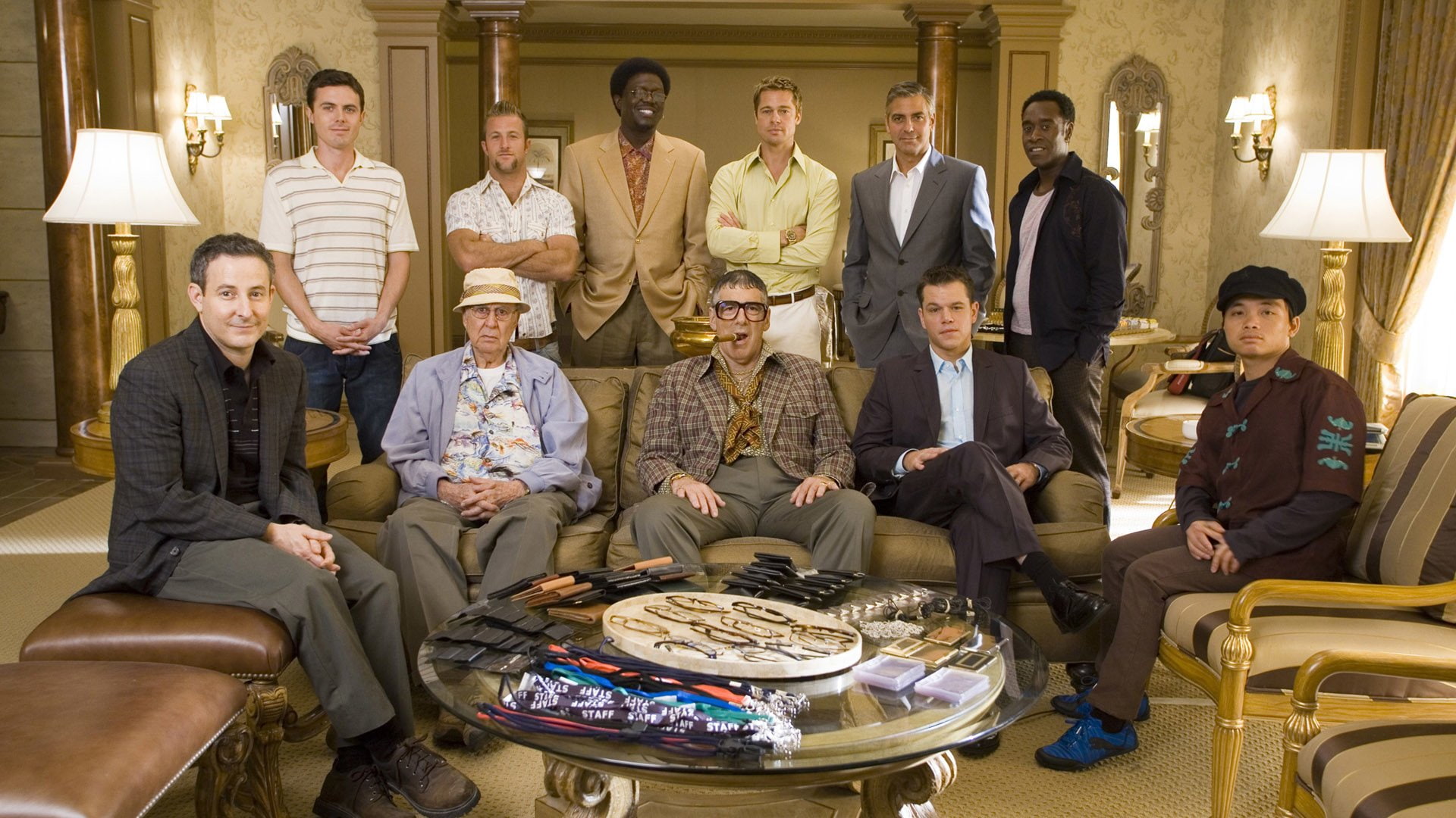 Bernie Mac, Carl Reiner, Casey Affleck, George Clooney, Don Cheadle, Scott Caan, Movie, Oceans Thirteen, Brad Pitt, Shaobo Qin, 1080P, Elliott Gould, Matt, HD Wallpaper