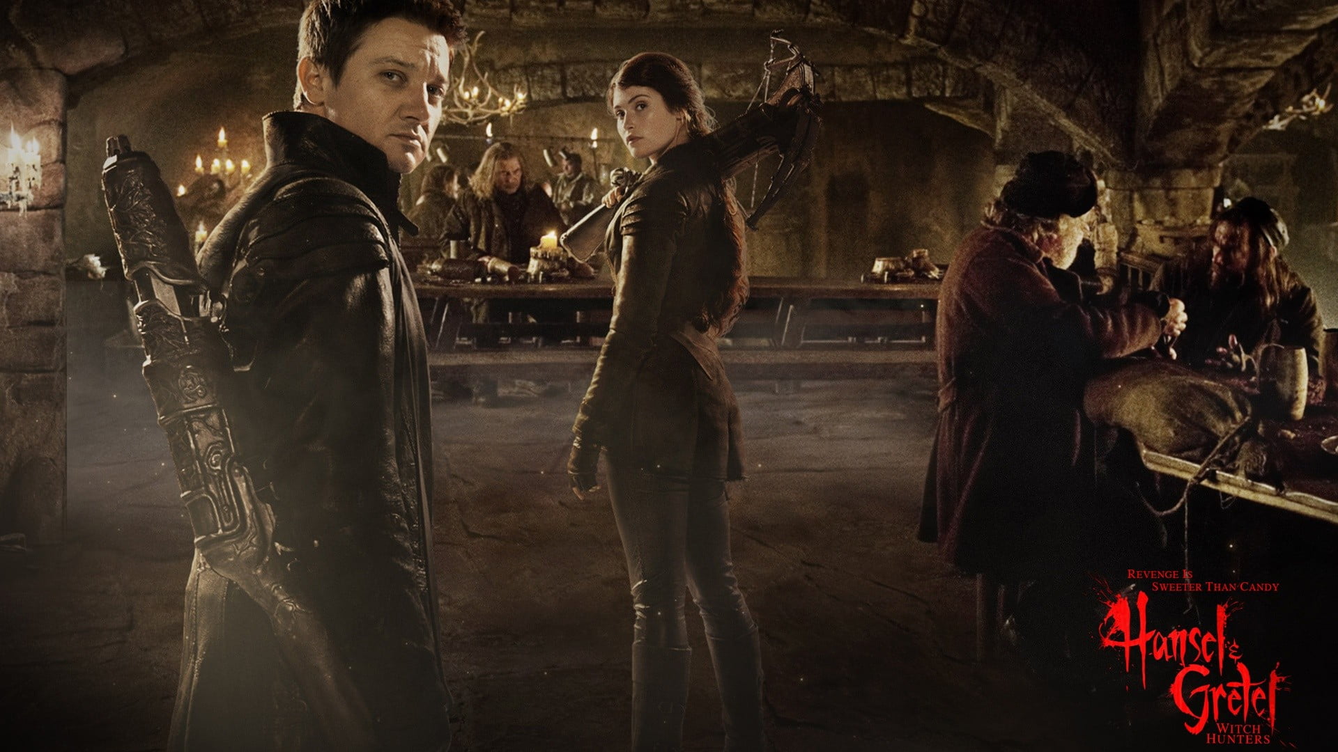 men, clothing, group of people, arts culture and entertainment, crowd, real people, motion, Gemma Arterton, activity, standing, 1080P, poster, Hansel and Gretel: Witch Hunters, HD Wallpaper