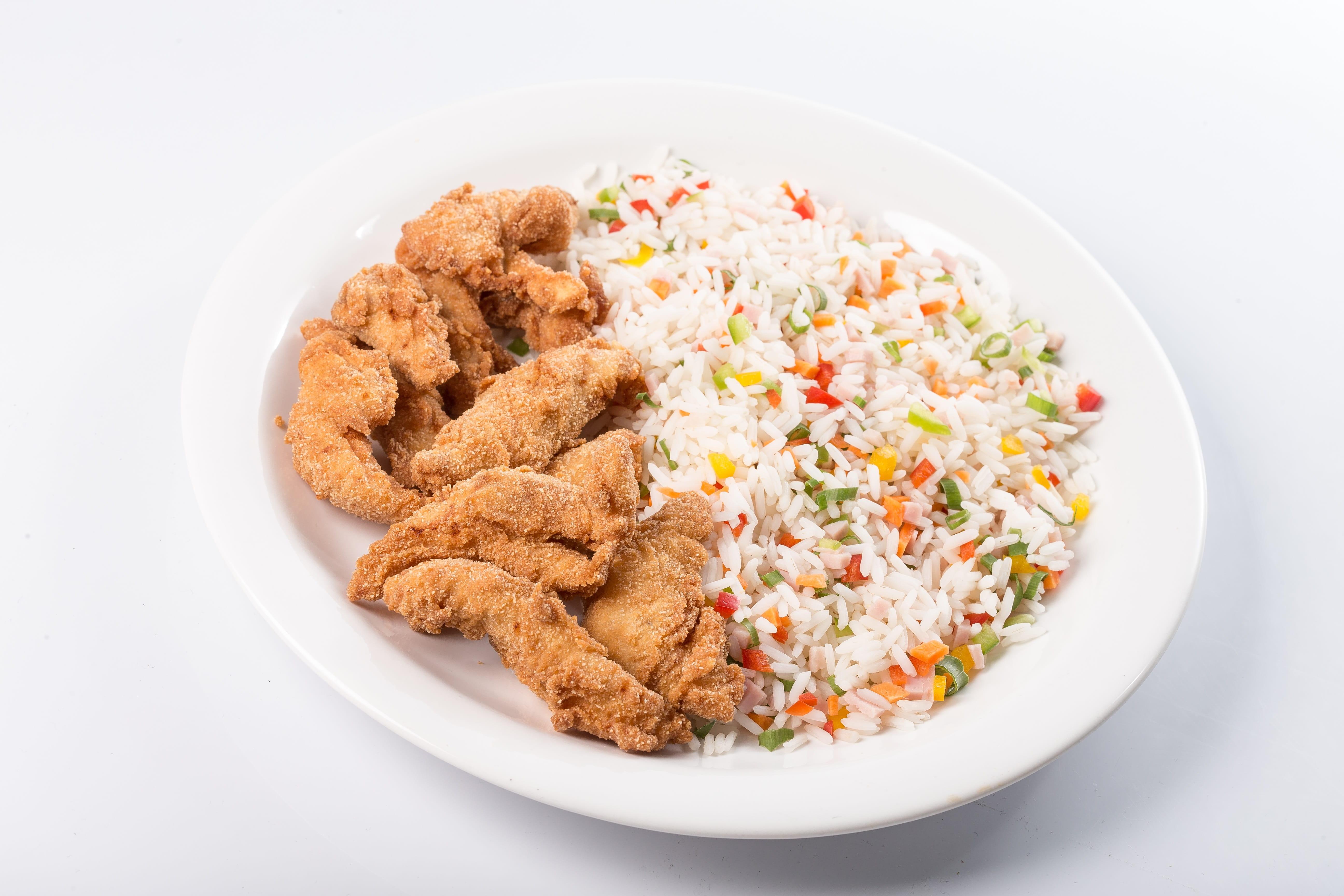 dinner, freshness, yakimeshi, healthy eating, wellbeing, chicken, plate, still life, white background, salad, Tilapia, 5K, herb, no people, vegetable, HD Wallpaper