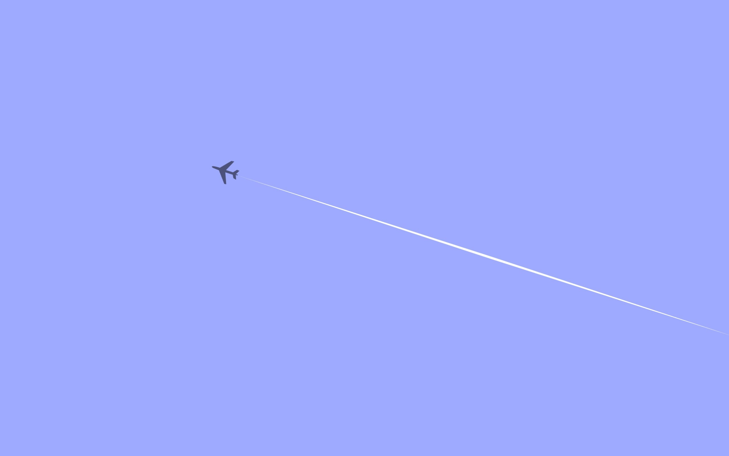 contrails, airplane, 2K, aircraft, minimalism, HD Wallpaper