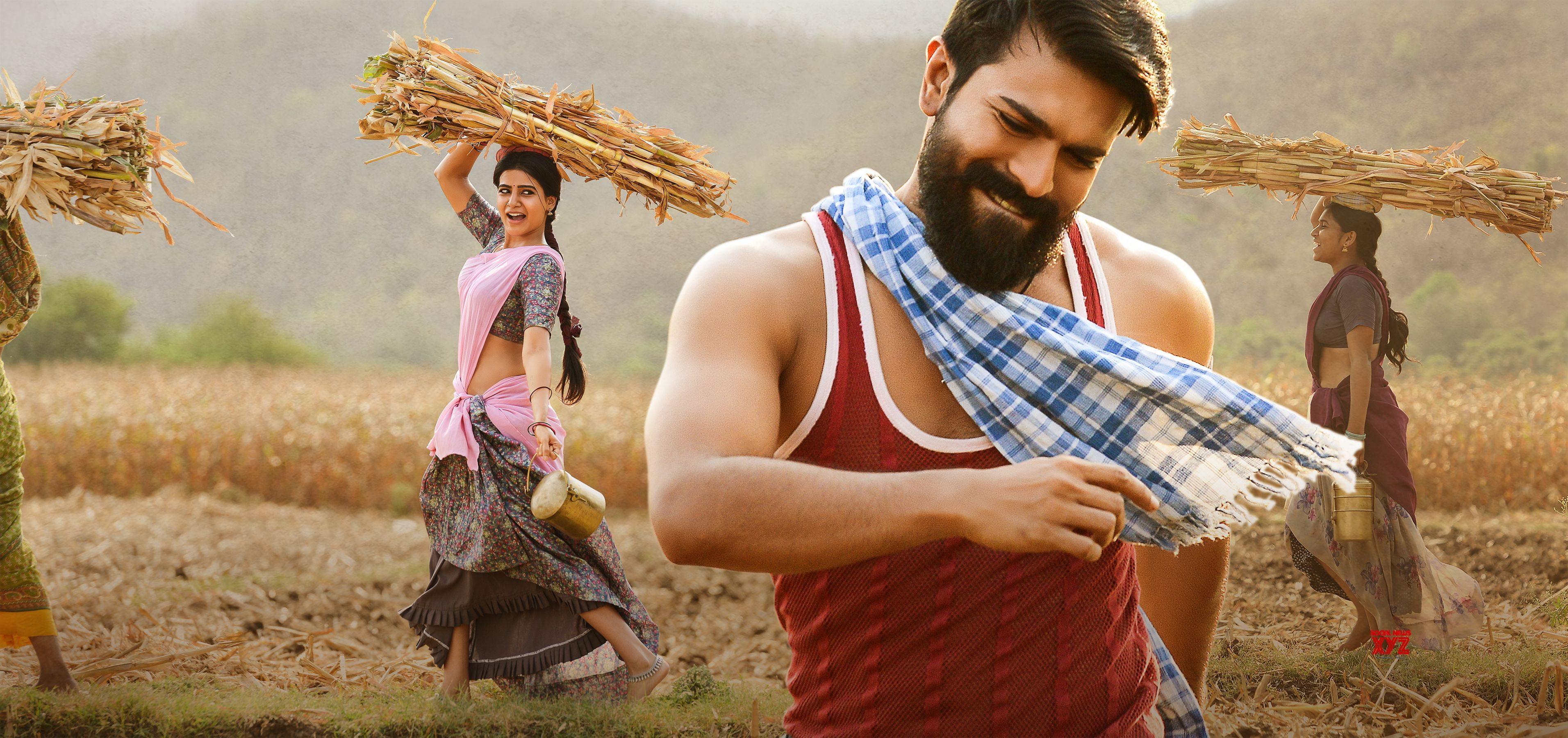 men, Rangasthalam, top, 2K, tank, Ram Charan, HD, 2018, red, s, 4K, Samantha, HD Wallpaper