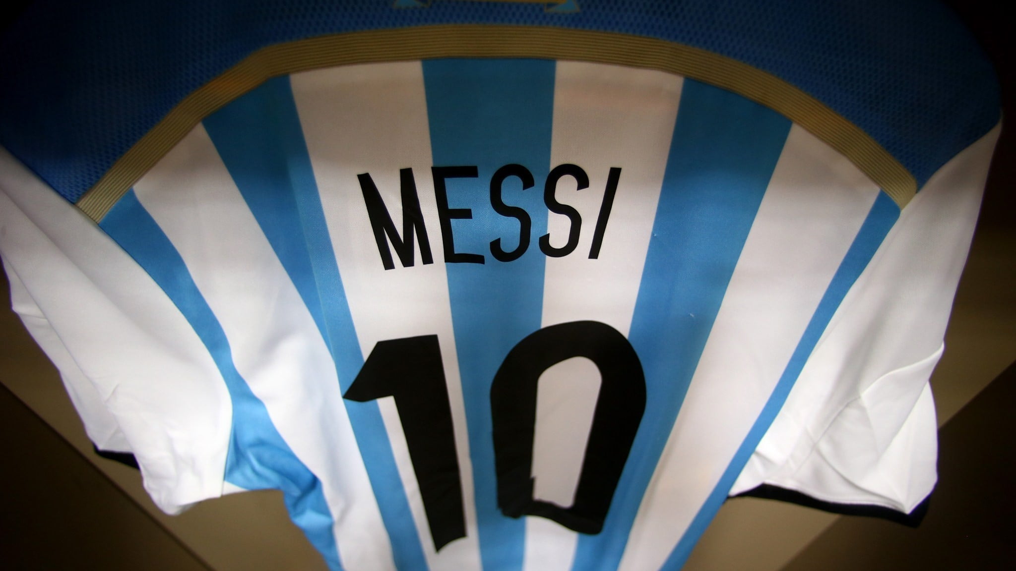capital letter, close-up, no people, soccer, white color, high angle view, shirt, teal, Argentina, Lionel Messi, police force, pattern, communication, sign, HD Wallpaper