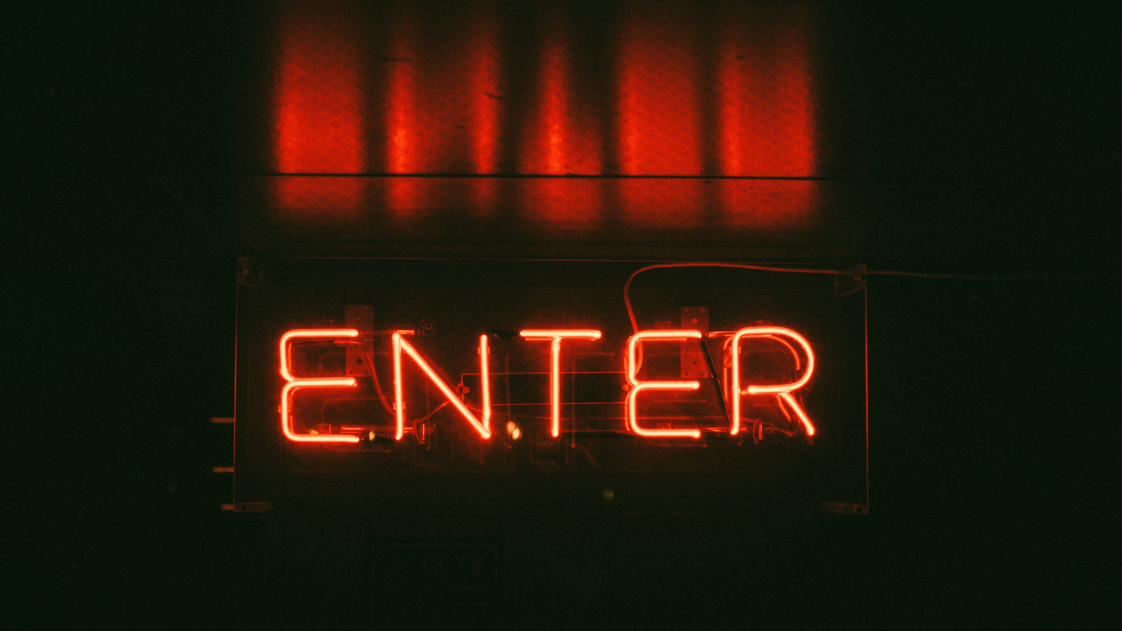 neon, 4K, photography, signs, Enter, HD Wallpaper