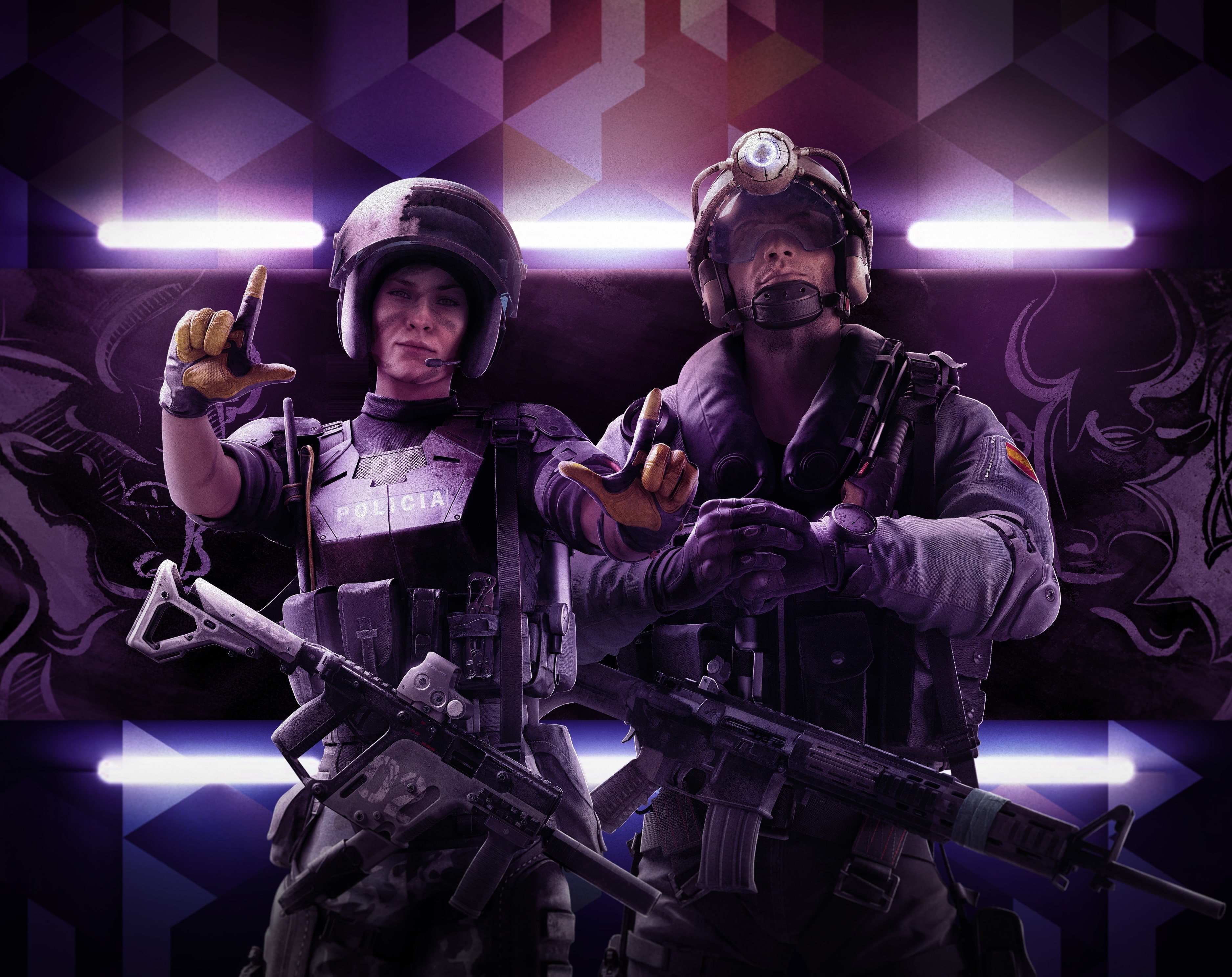 Guns, night, Shooter, two, technology, mira, Game, standing, government, occupation, people, clothing, waist up, Police, Background, Games, rainbow six, HD Wallpaper