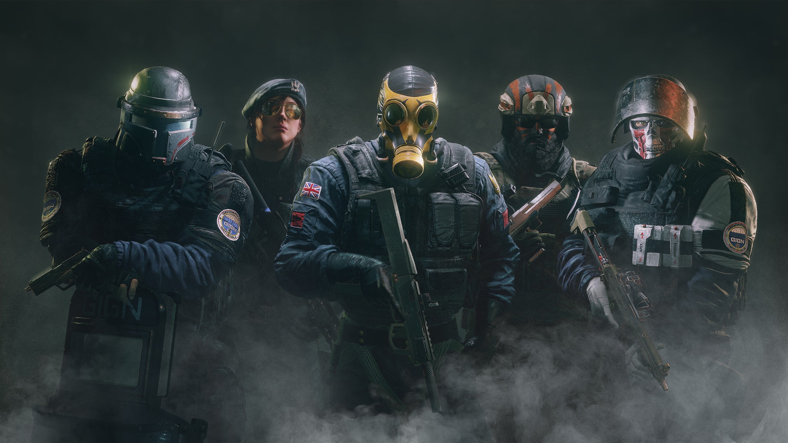 young adult, portrait, togetherness, men, government, officers, 2K, people, front view, Rainbow Six: Siege, nature, teamwork, weapon, standing, cover, HD Wallpaper