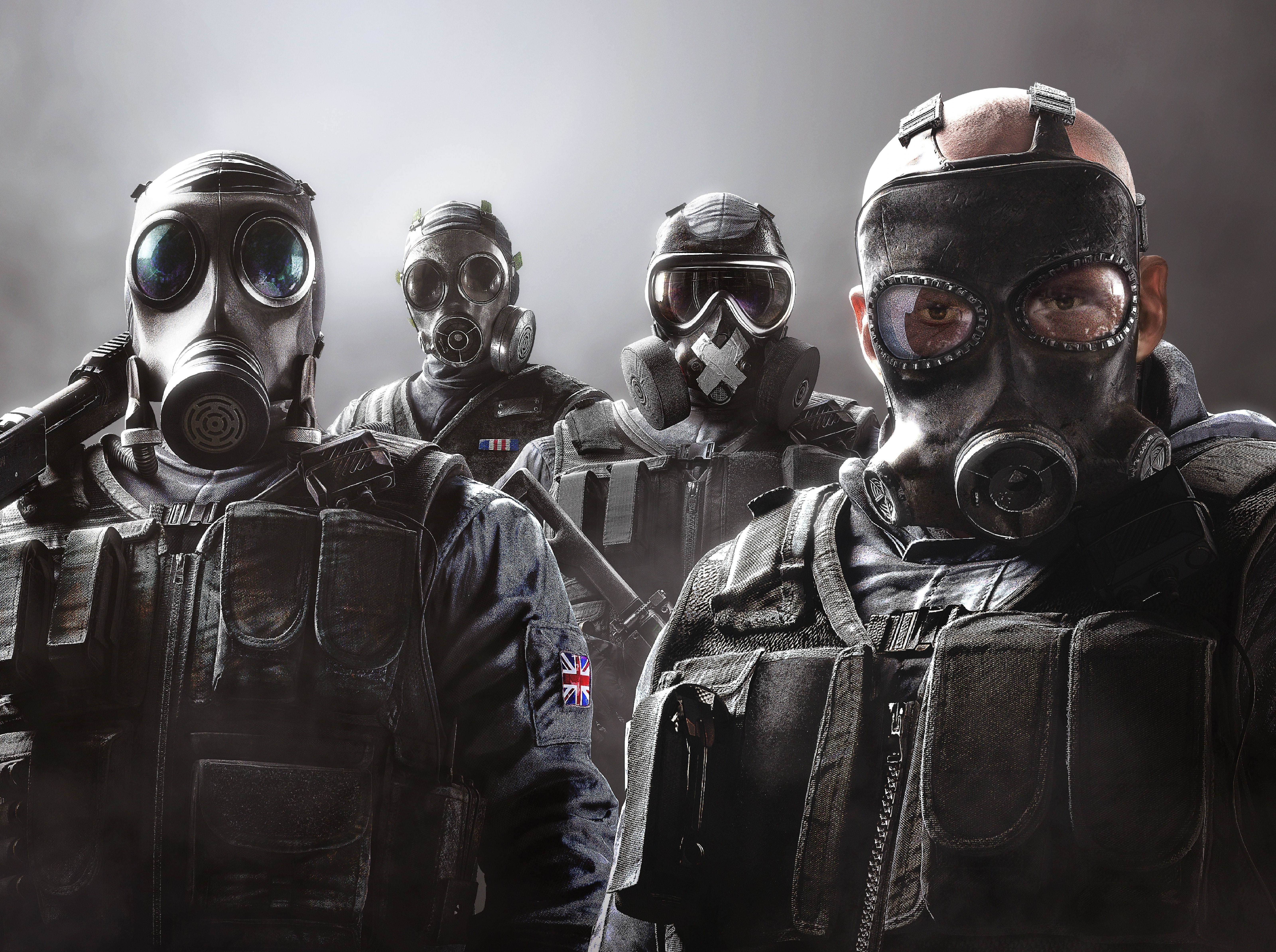 rainbow six, men, teamwork, courage, rainbow, s, art, Tom Clancy, group of people, people, military, work helmet, Game, uniform, poster, protection, aggression, HD Wallpaper