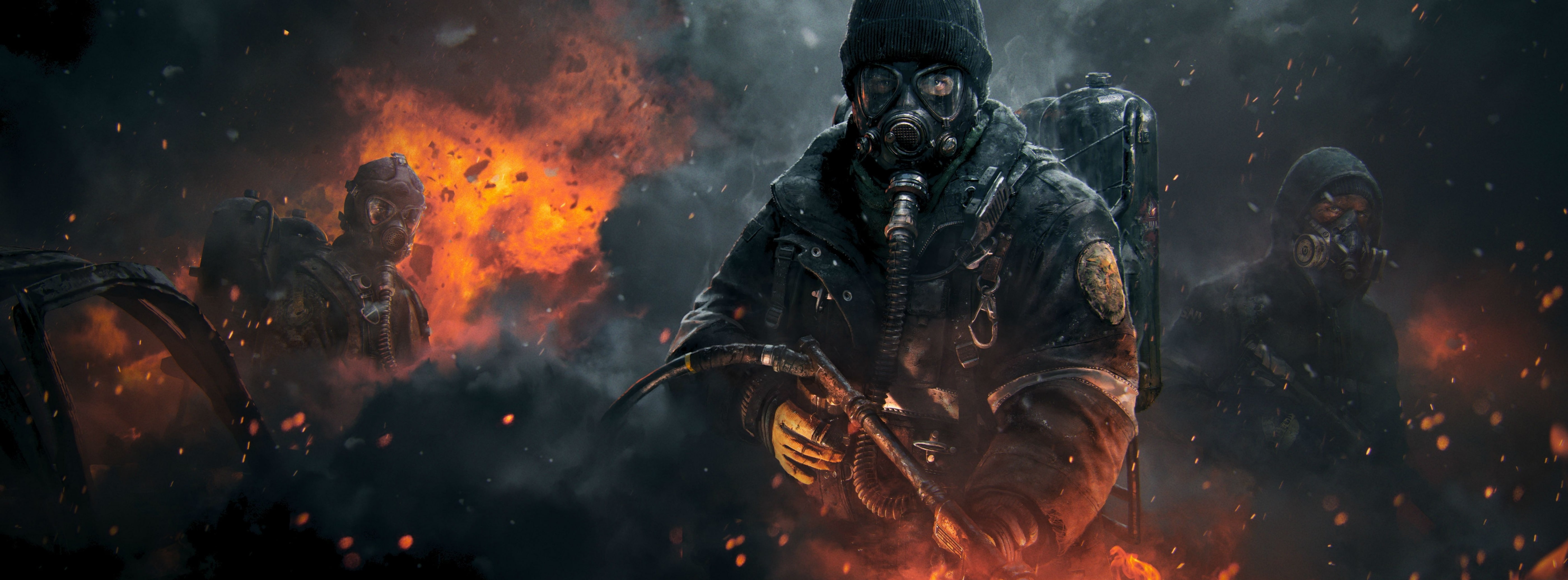 disguise, people, mask, men, accidents and disasters, fire - natural phenomenon, smoke - physical structure, communication, Division, outdoors, HD Wallpaper