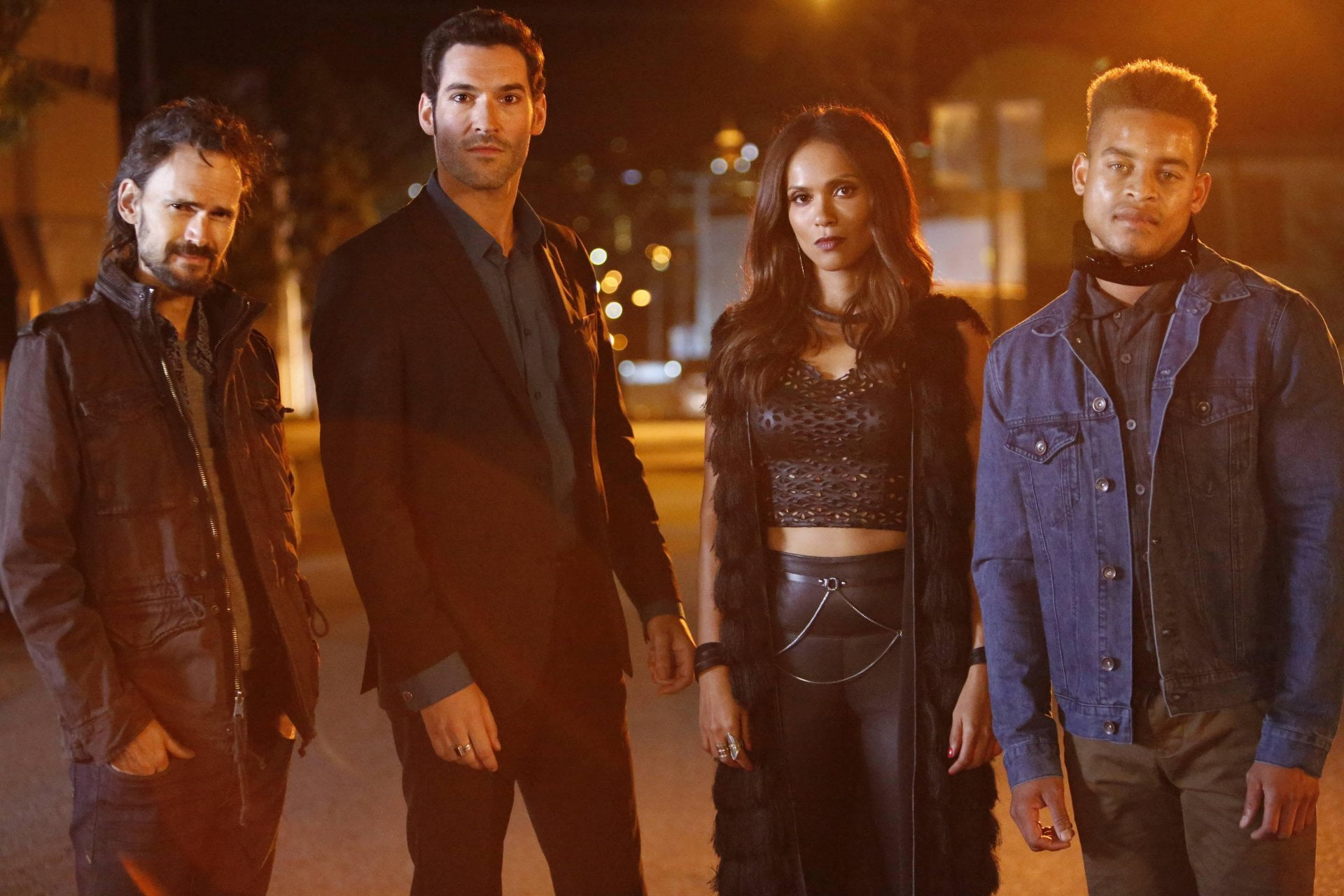 1080P, night, front view, group of people, standing, young women, women, Lesley-Ann Brandt, portrait, young men, Robert Richard, people, adult, Tom Ellis, HD Wallpaper