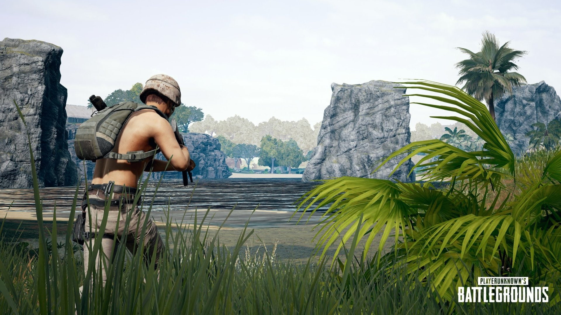 1080P, outdoors, rock - object, solid, PlayerUnknowns Battlegrounds, full length, one person, sky, standing, rock, day, adult, plant, young adult, nature, HD Wallpaper