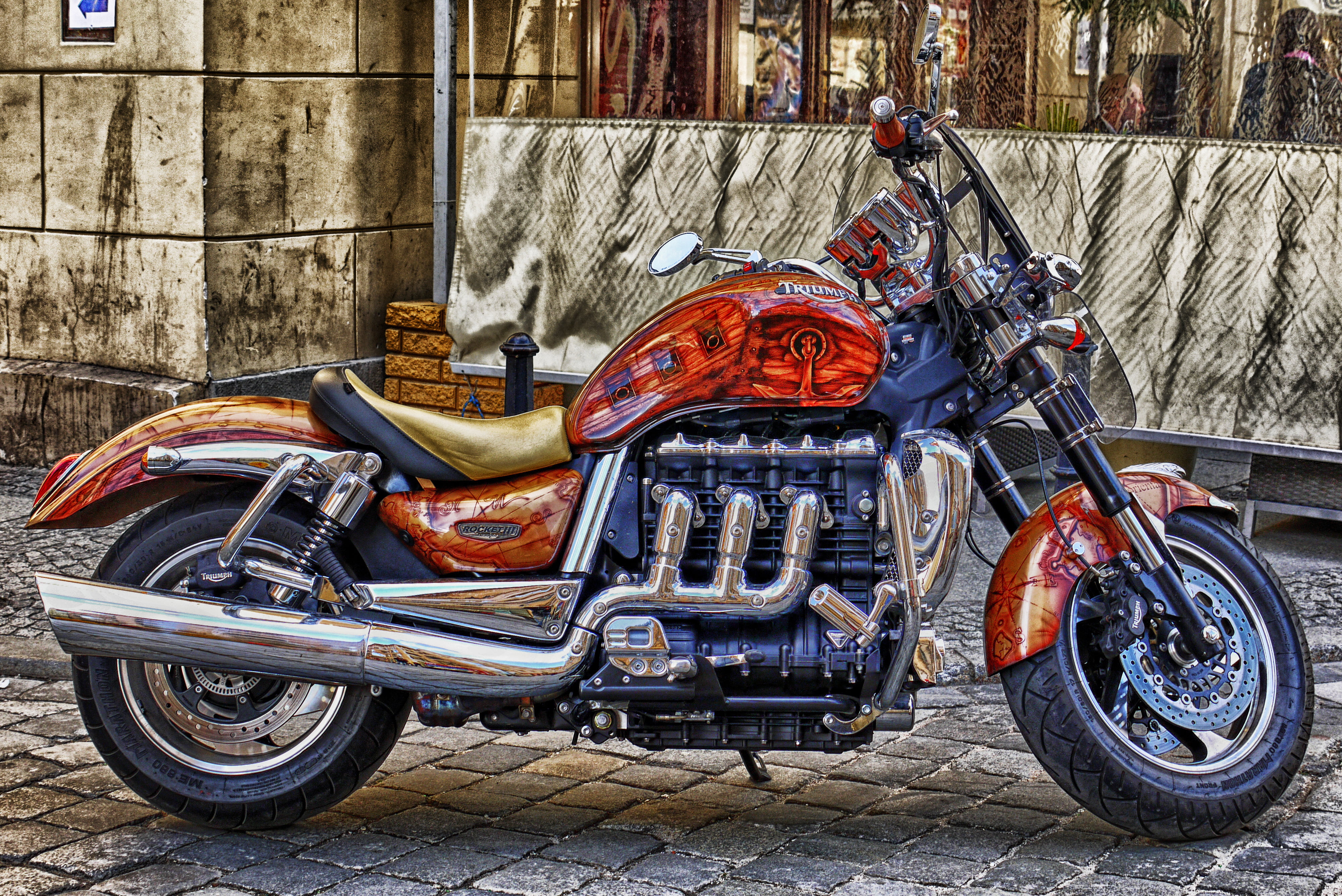 touring, no people, parking, 3-liter, brown, colors, outdoors, stationary, mode of transportation, streetfighter, building exterior, built structure, tuning, HD Wallpaper