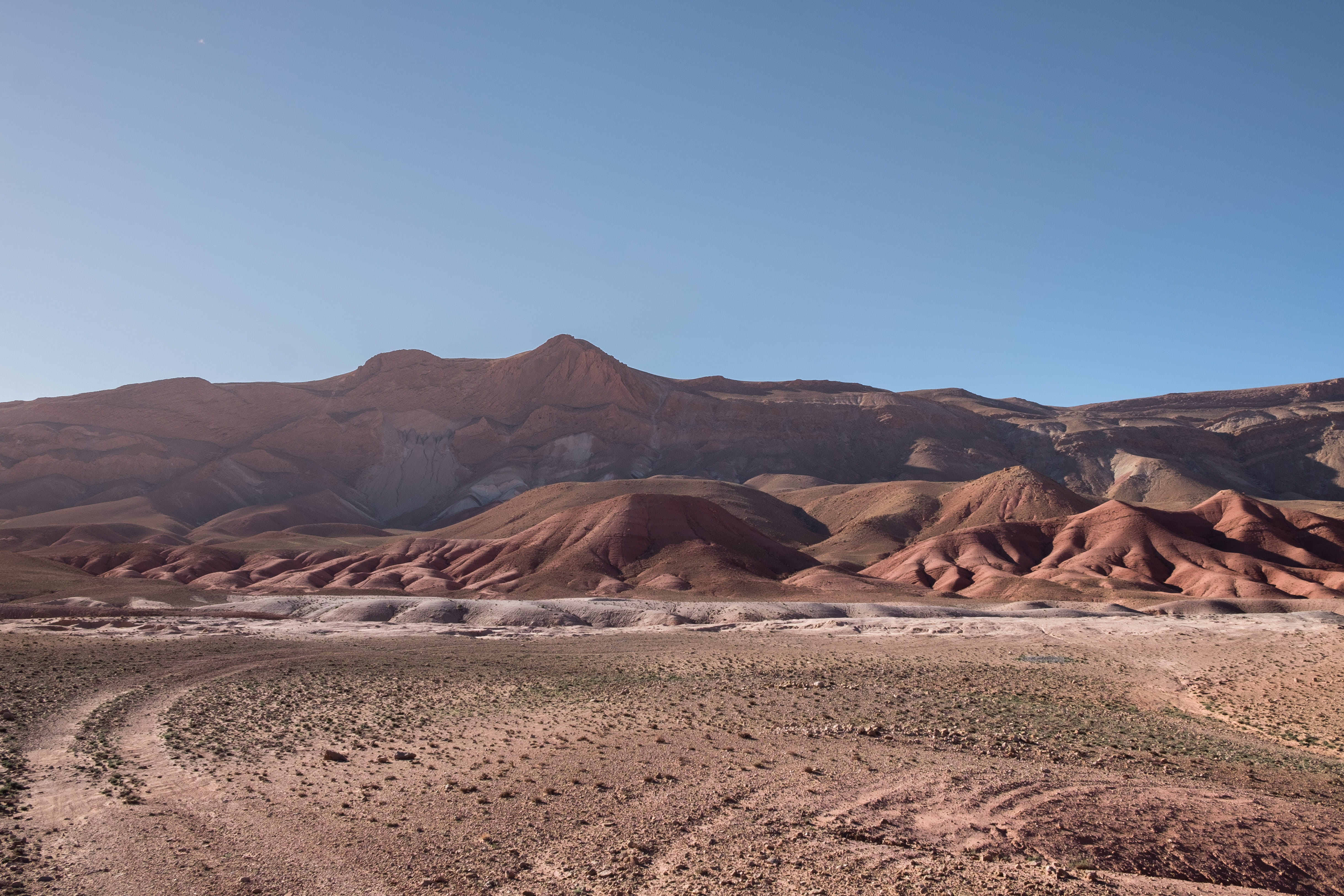 travel destinations, landscape, tranquility, time, physical geography, tranquil scene, beauty in nature, dirt road, plateau, morocco, desert, scenery, scenics - nature, HD Wallpaper