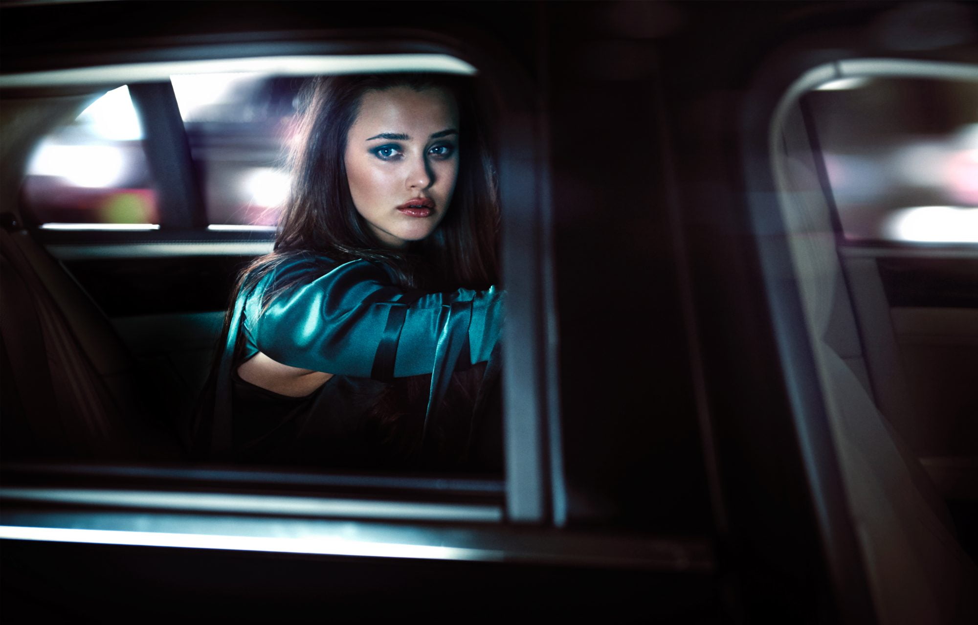 looking at camera, window, portrait, indoors, 1080P, beauty, transportation, one person, girls, teenager, mode of transportation, hairstyle, hd, nightlife, HD Wallpaper