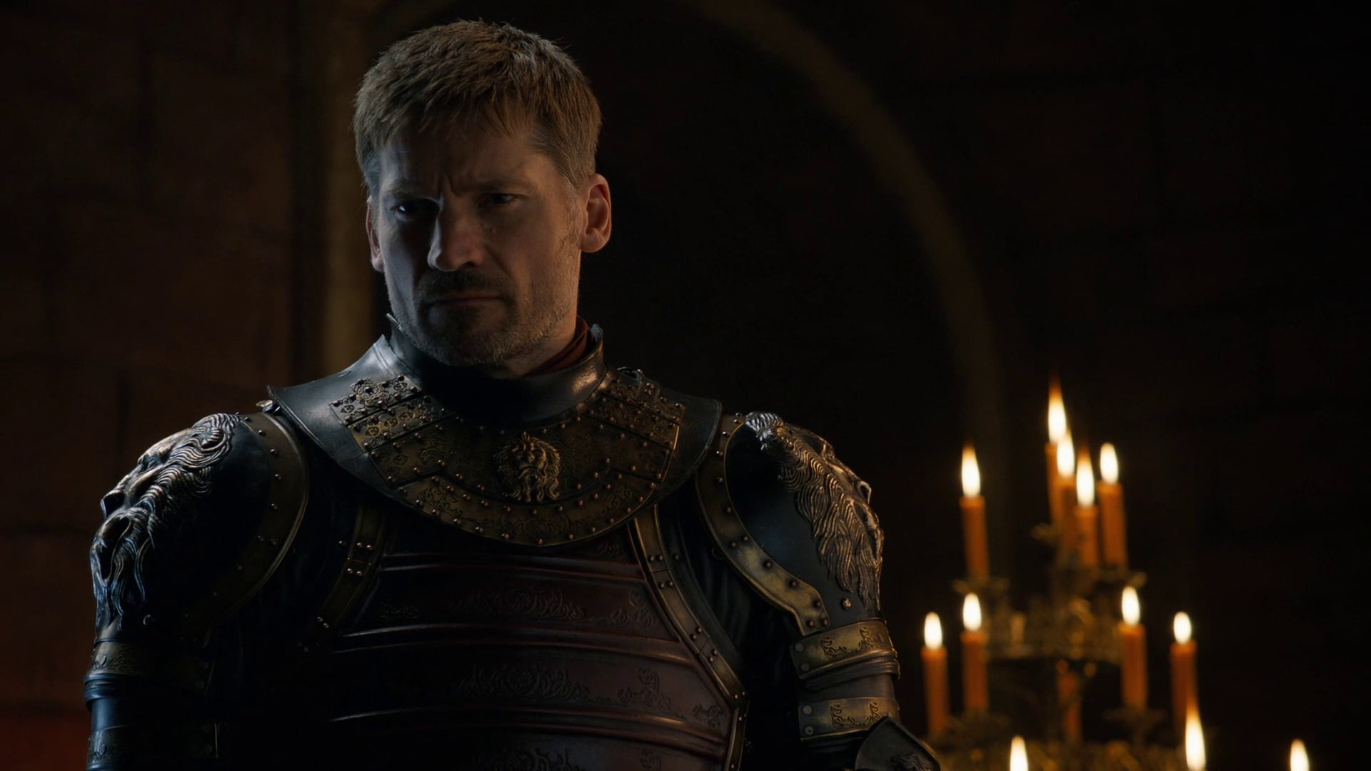 looking at camera, serious, 1080P, black background, night, indoors, architecture, portrait, strength, adult, Game of Thrones, focus on foreground, standing, HD Wallpaper