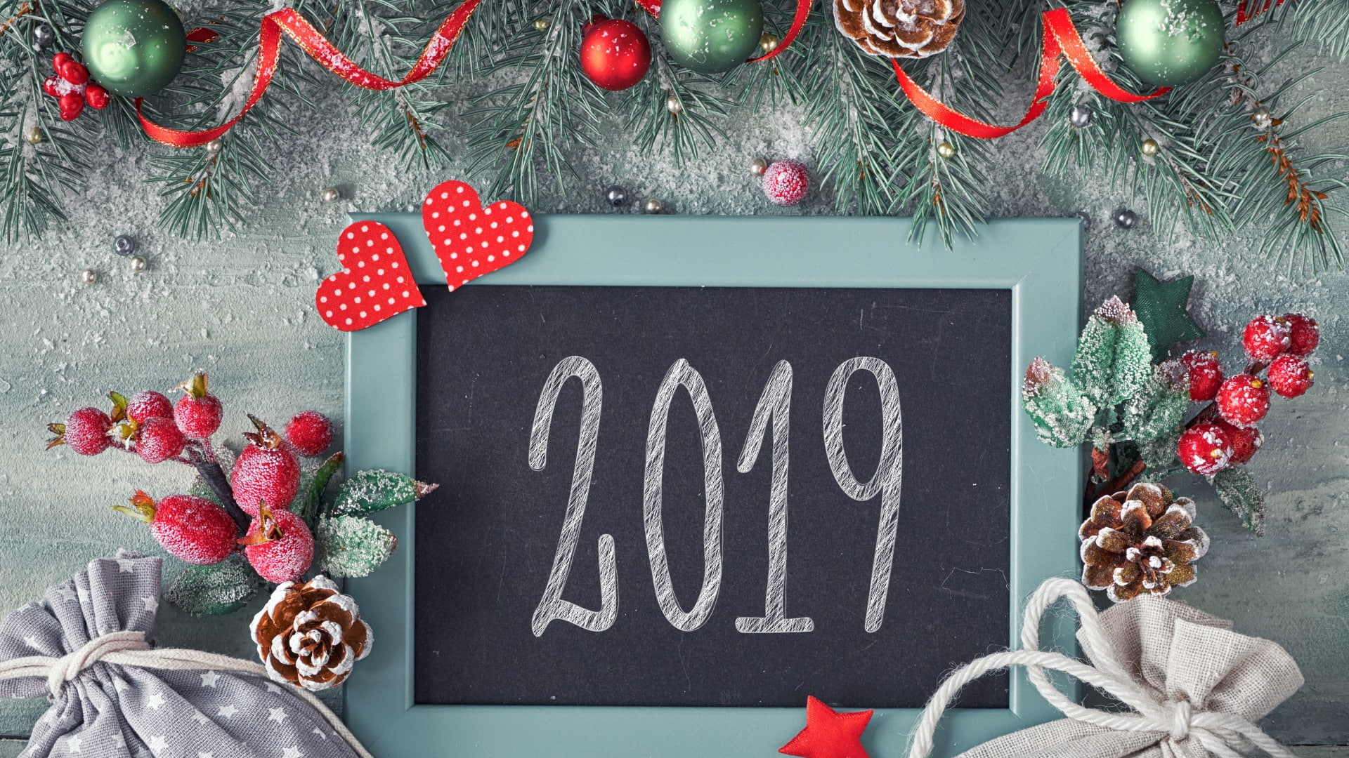 numbers, 1080P, New Year, Christmas ornaments, Christmas, 2019 (Year), HD Wallpaper