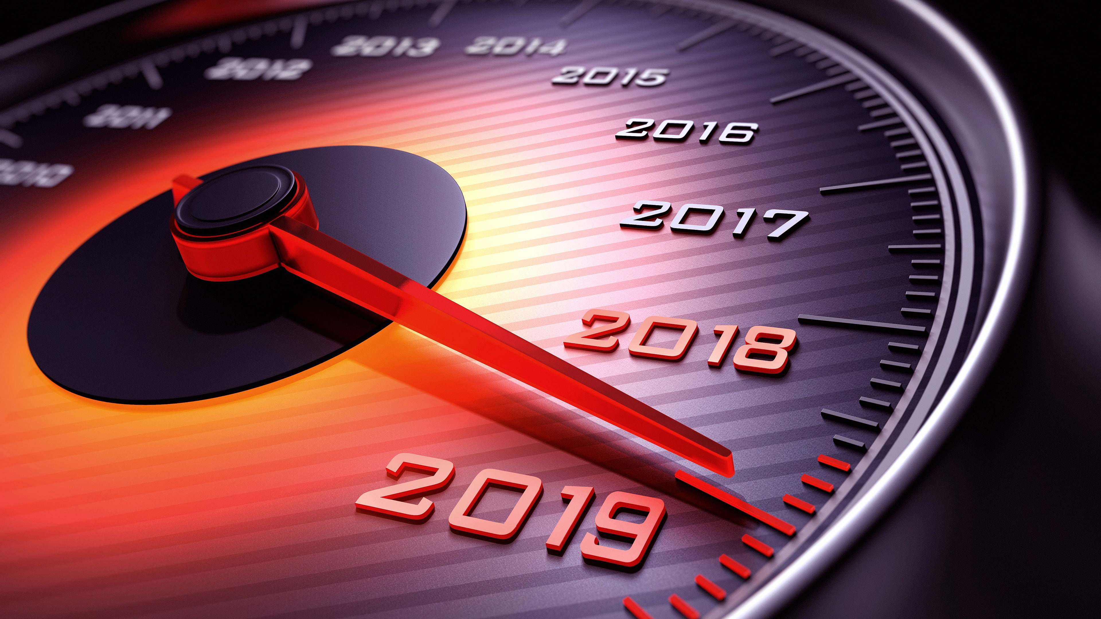 4K, new year, happy new year, 2019, speedometer, HD Wallpaper