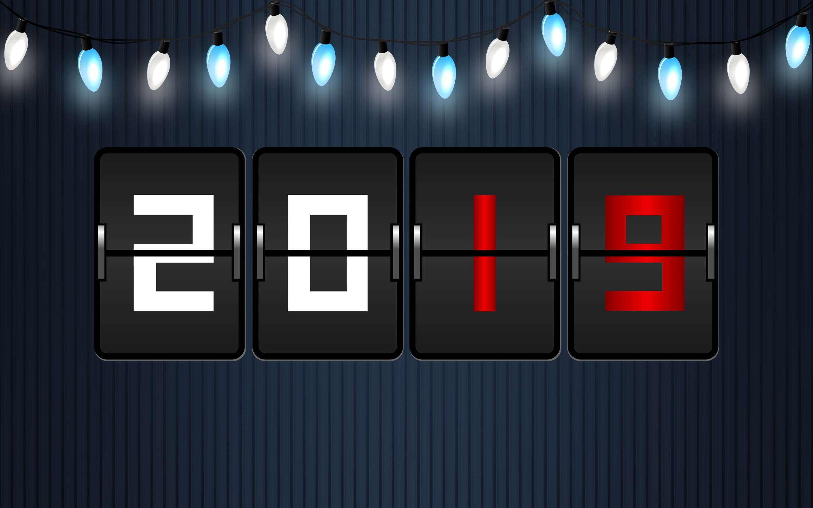 blue background, numbers, 2019 (Year), New Year, 2K, HD Wallpaper