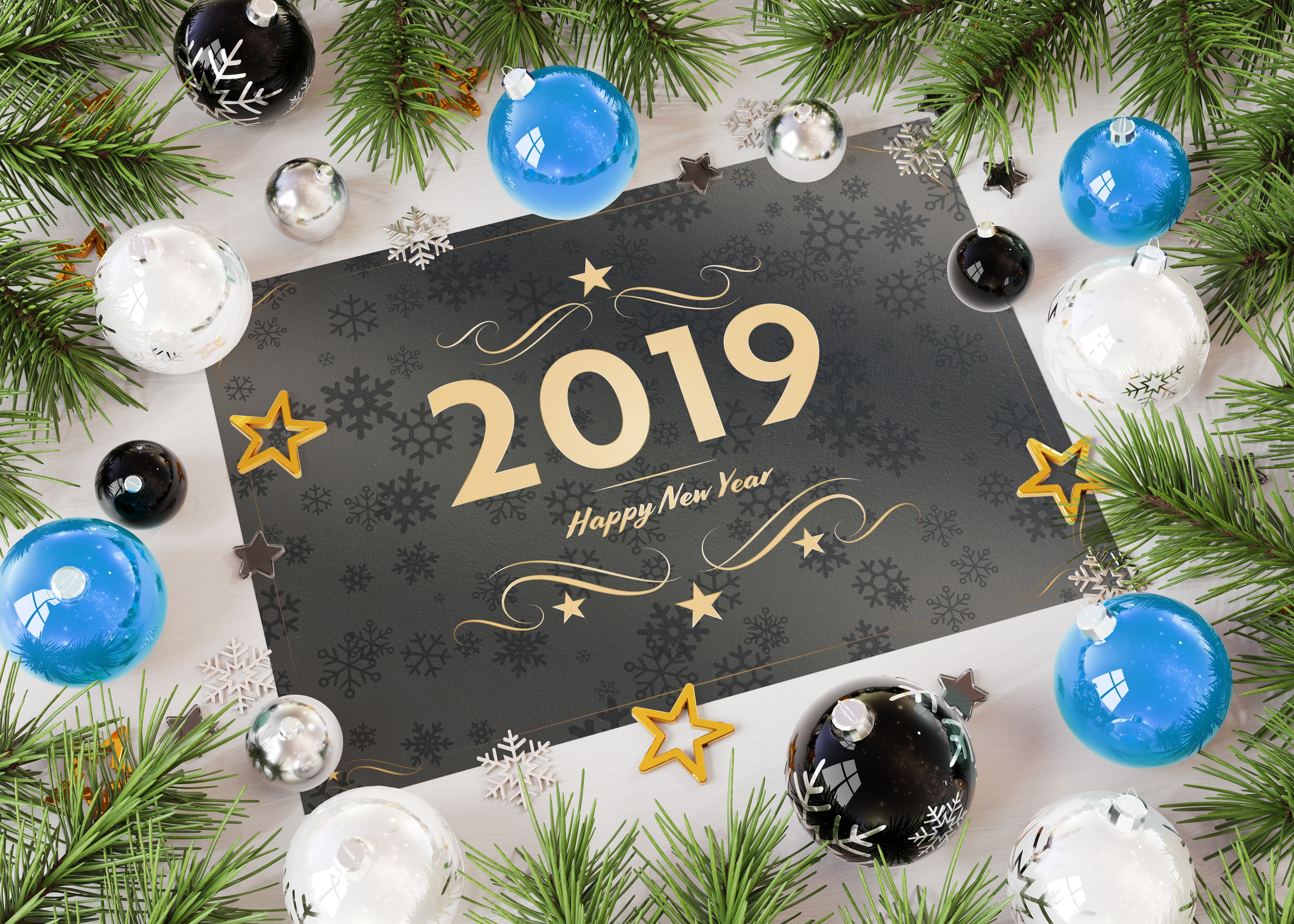 Christmas ornaments, 5K, Christmas, numbers, 2019 (Year), New Year, HD Wallpaper