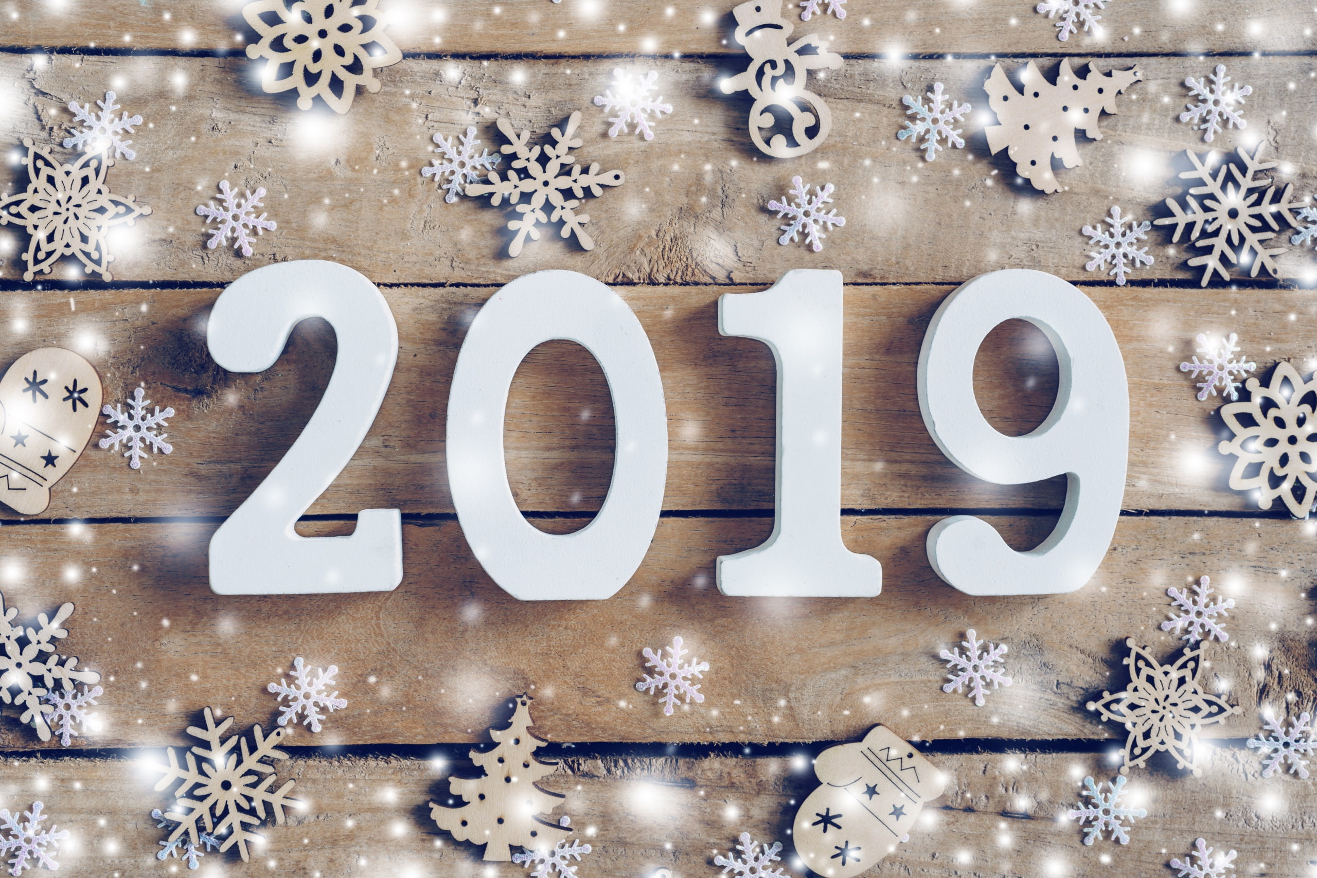 wood, numbers, Christmas, 2019 (Year), 2K, HD Wallpaper