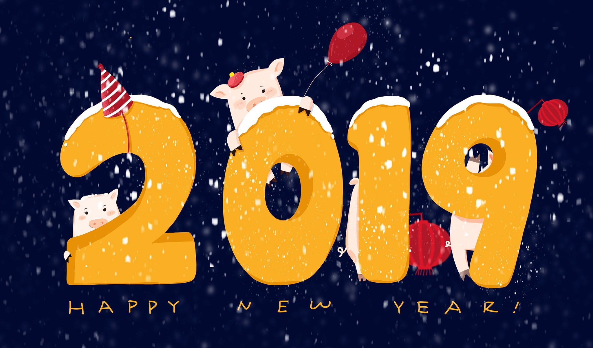 pigs, New Year, 1080P, 2019 (Year), numbers, HD Wallpaper