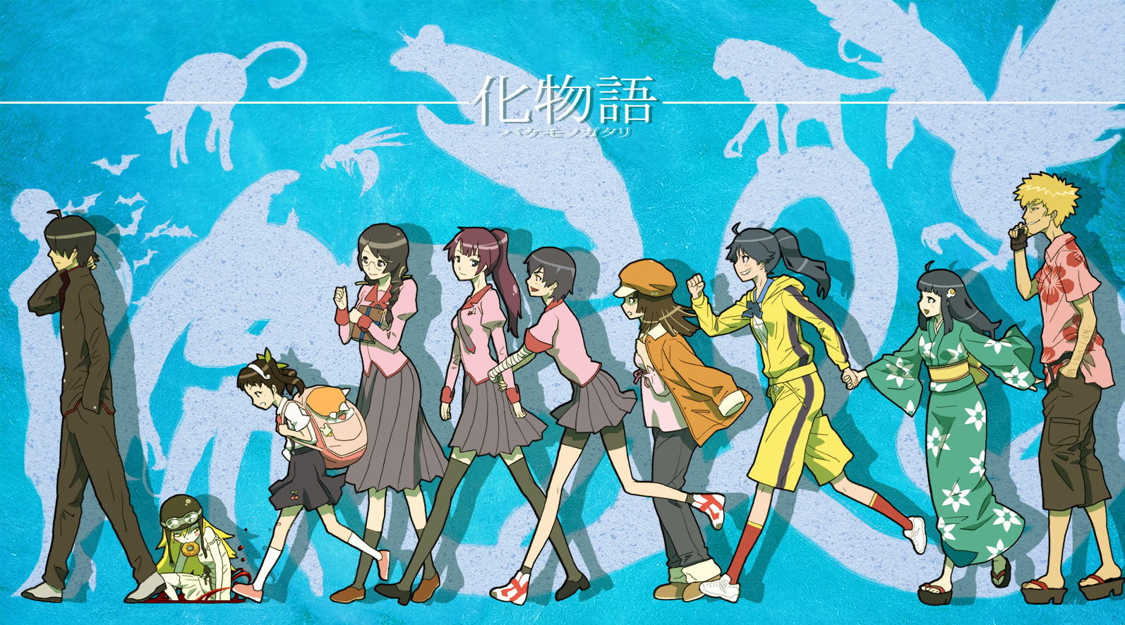 Oshino Shinobu, Oshino Meme, anime girls, Hachikuji Mayoi, Hanekawa Tsubasa, 720P, Senjougahara Hitagi, Sengoku Nadeko, Kanbaru Suruga, Araragi Karen, HD Wallpaper