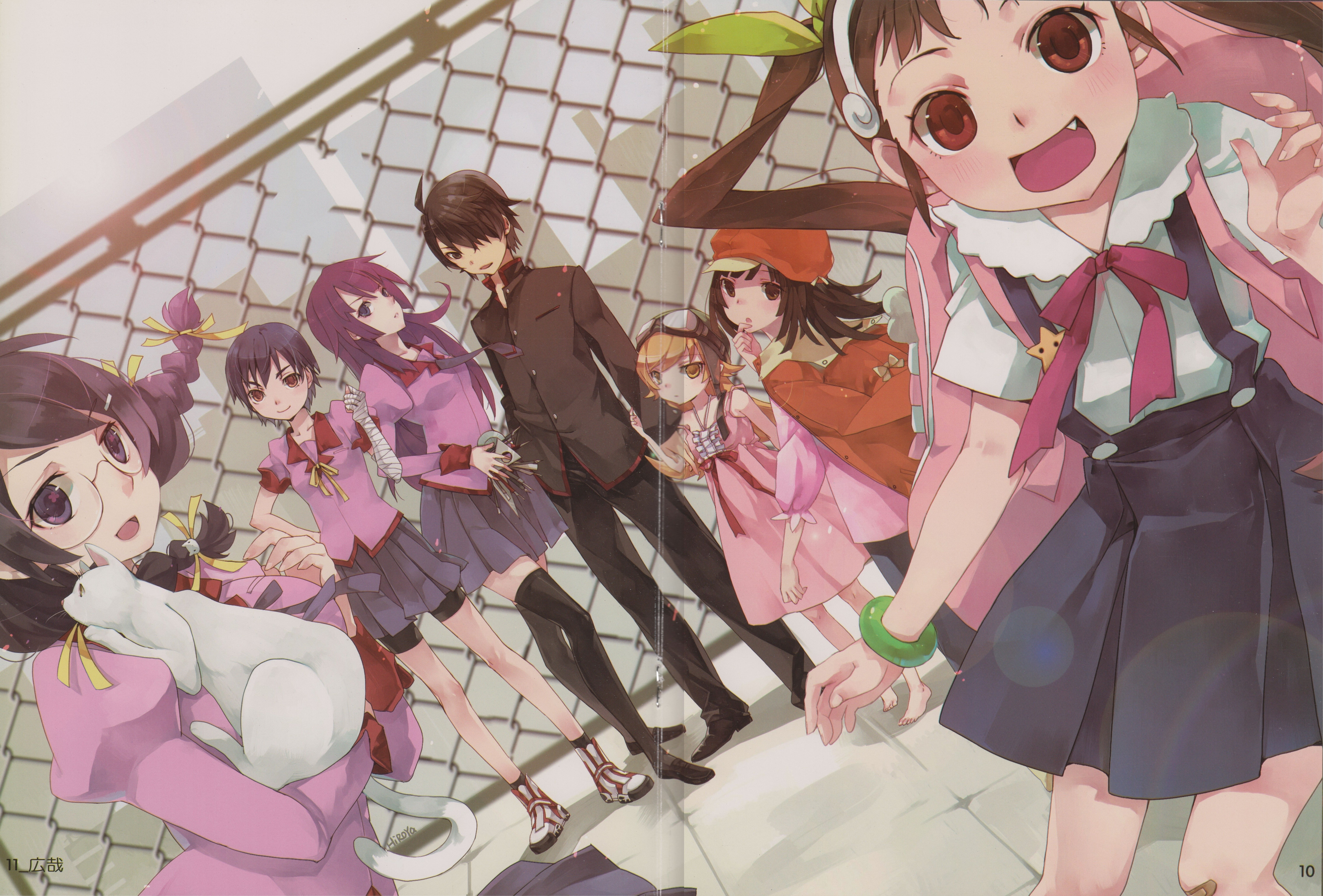 lifestyles, day, 5K, real people, girls, pink color, Hanekawa Tsubasa, creativity, adult, men, Kanbaru Suruga, digital composite, high angle view, Senjougahara Hitagi, HD Wallpaper