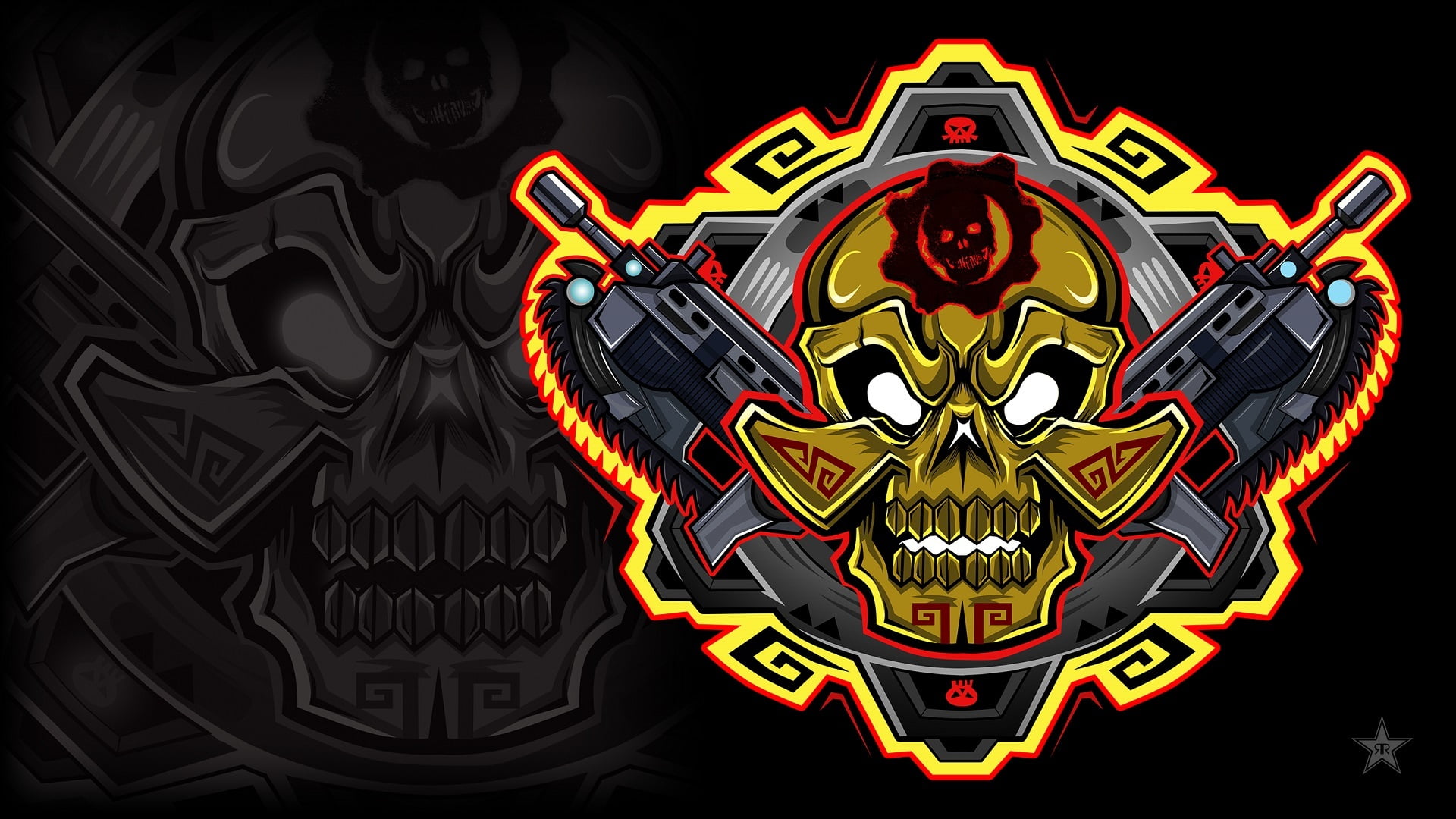 Emblem, The Coalition, Teeth, Weapons, Microsoft Studios, Saw, Xbox One, Gears of War, 1080P, Gears of War 4, Skull, HD Wallpaper