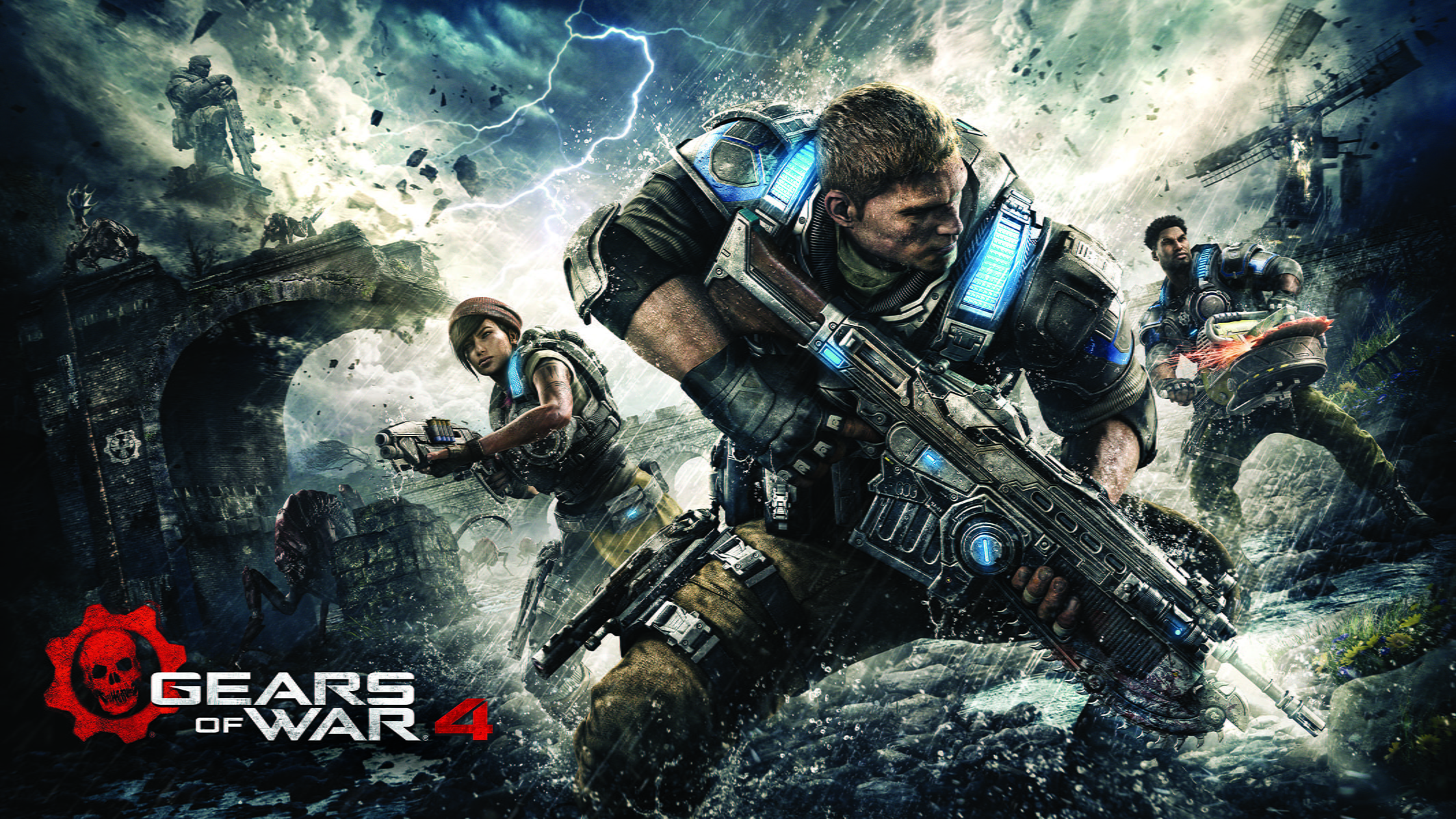 rifle, bridge, 1080P, saw, Gears 4, fighter, Gears of War 4, armor, weapons, teeth, soldiers, HD Wallpaper