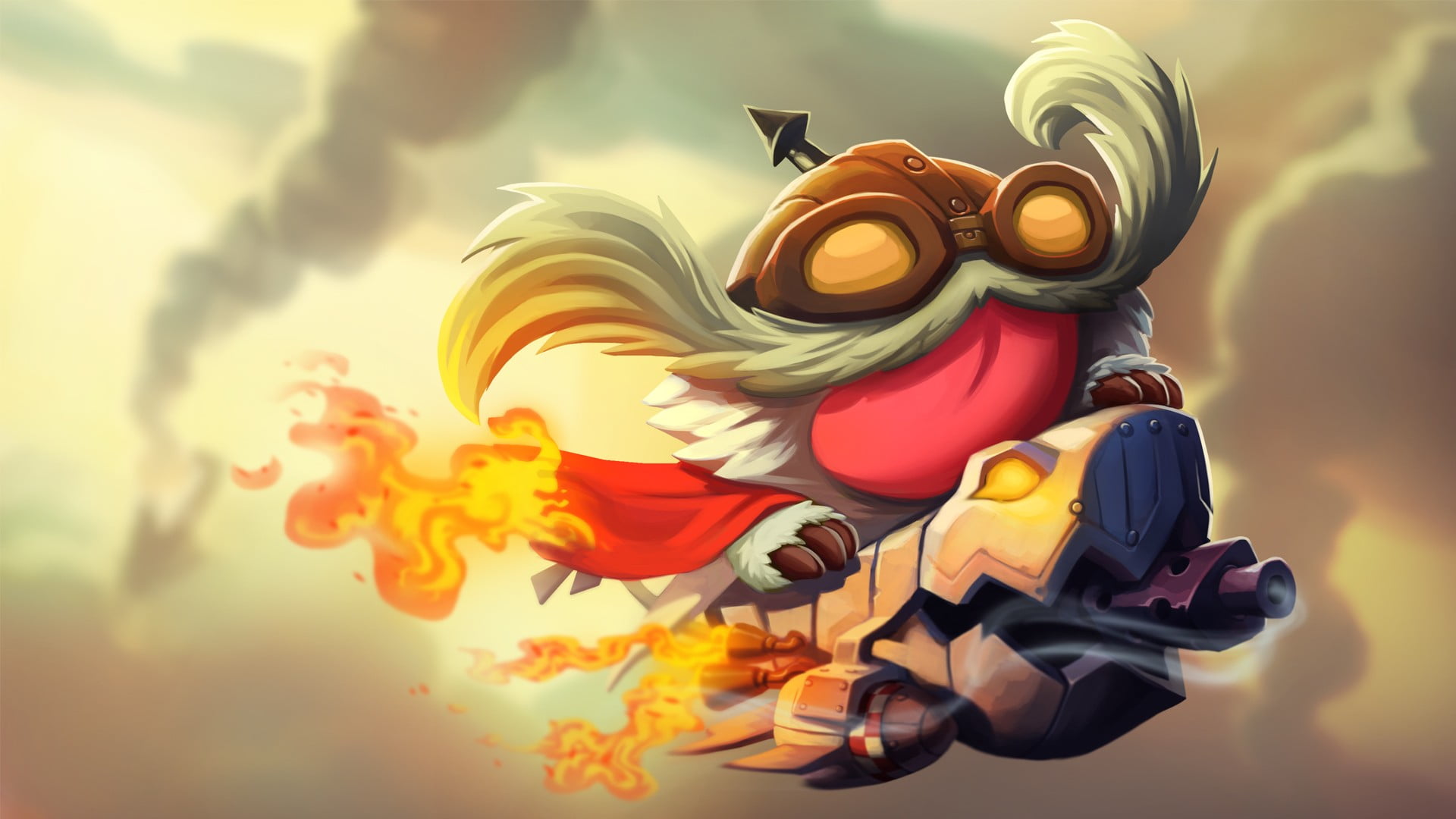 clothing, 1080P, sunset, holding, multi colored, League of Legends, day, Poro, orange color, art and craft, cloud - sky, league, Corki, creativity, HD Wallpaper
